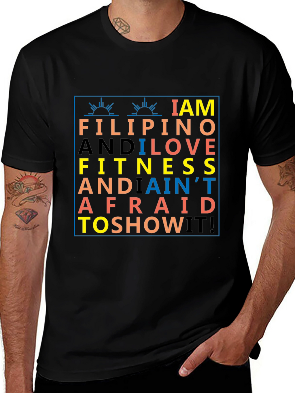 Filipino & Fitness Black Graphic T-Shirt