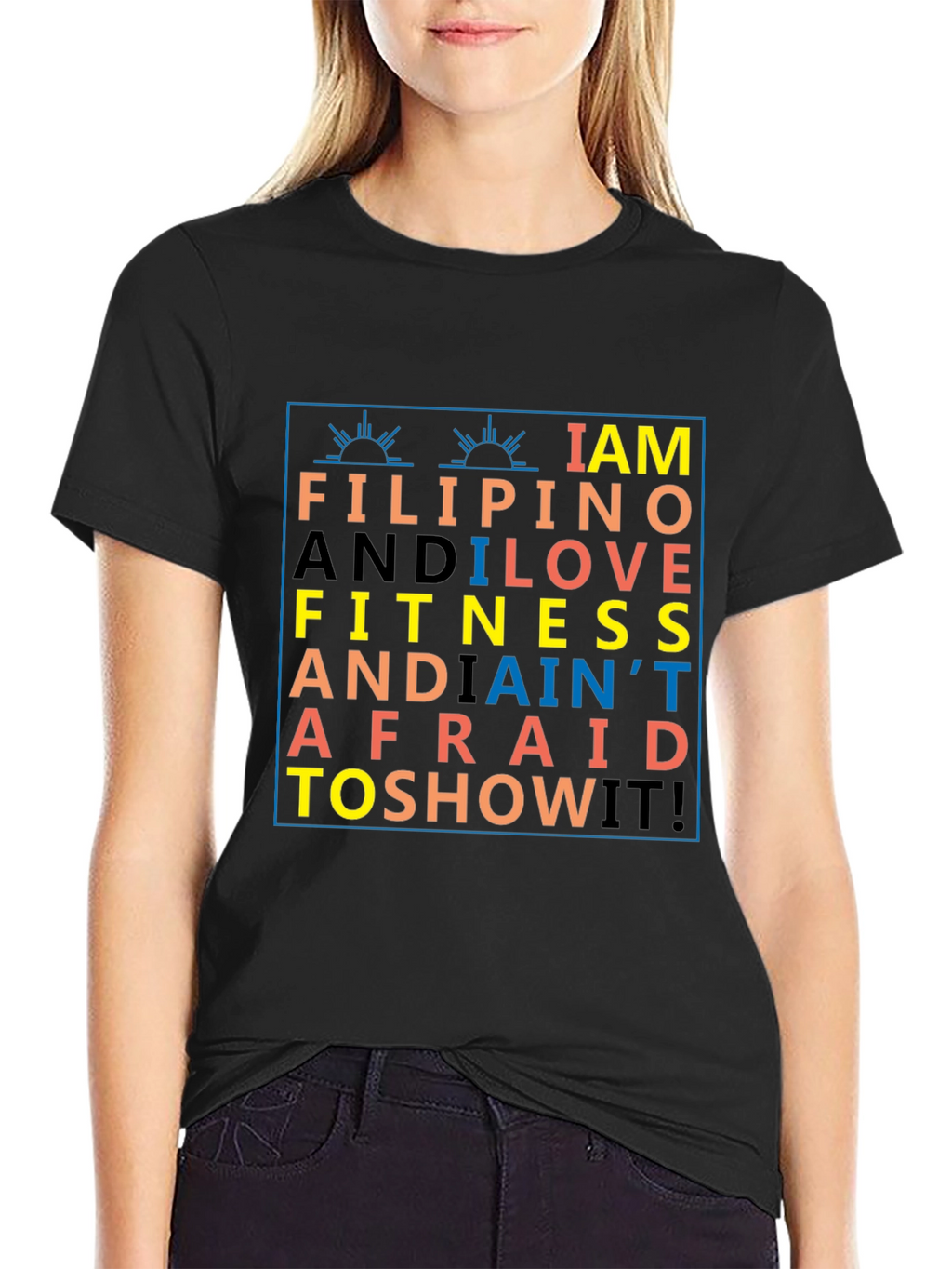 Filipino & Fitness Black Graphic T-Shirt