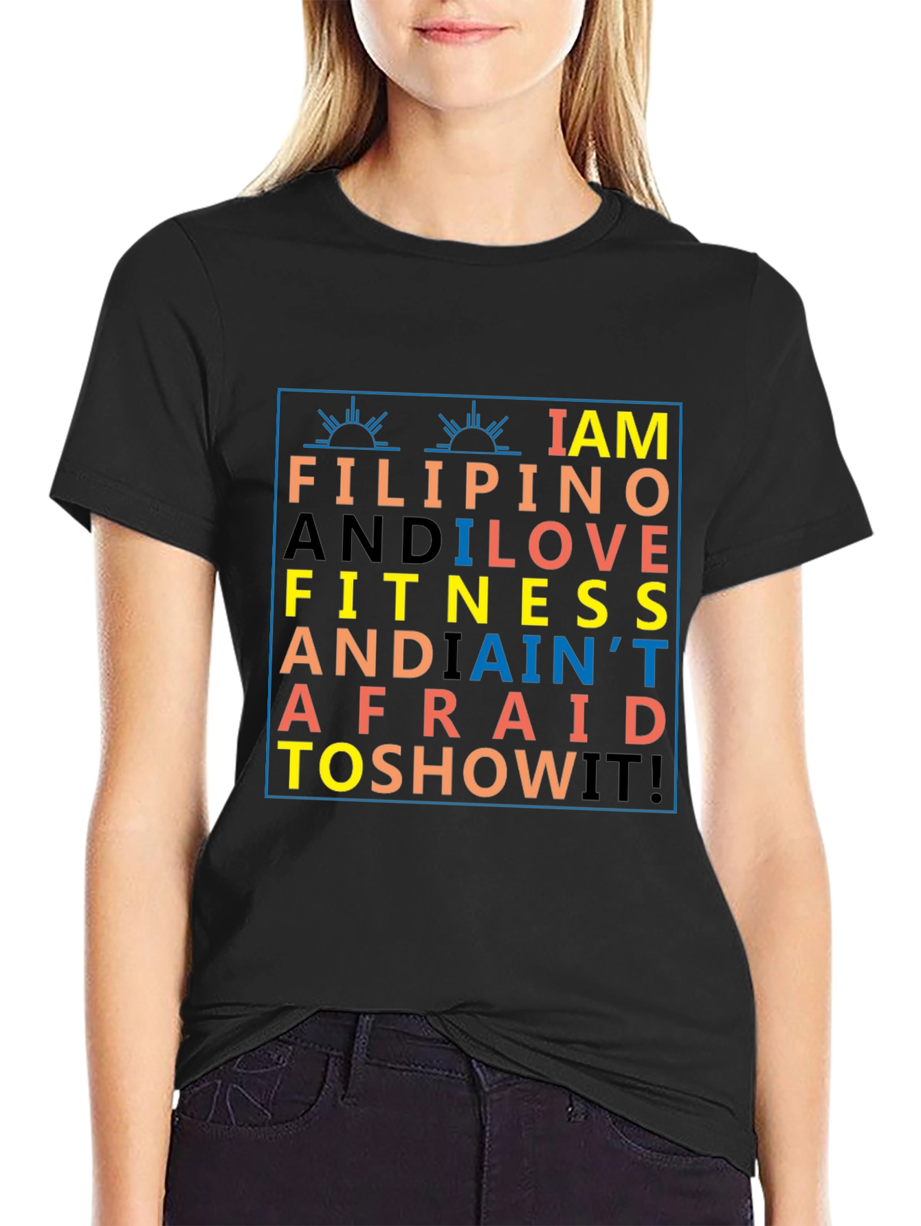 Filipino & Fitness Black Graphic T-Shirt