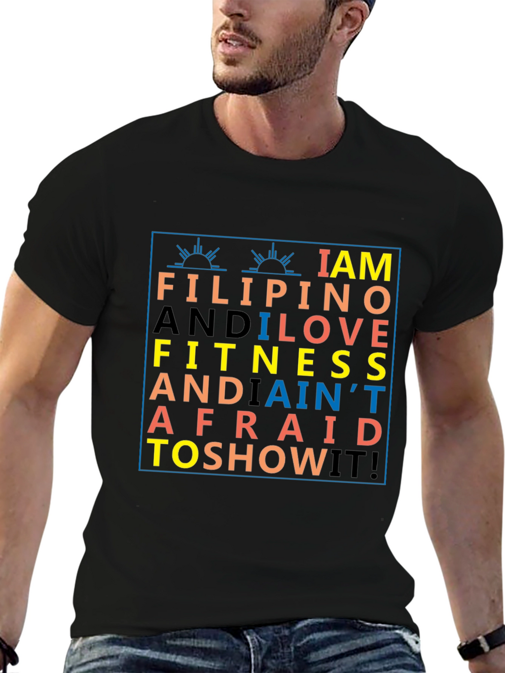 Filipino & Fitness Black Graphic T-Shirt