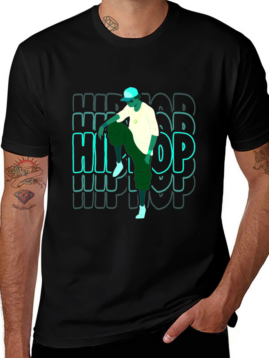 Hip Hop Graphic T-Shirt - Mens Black Tee