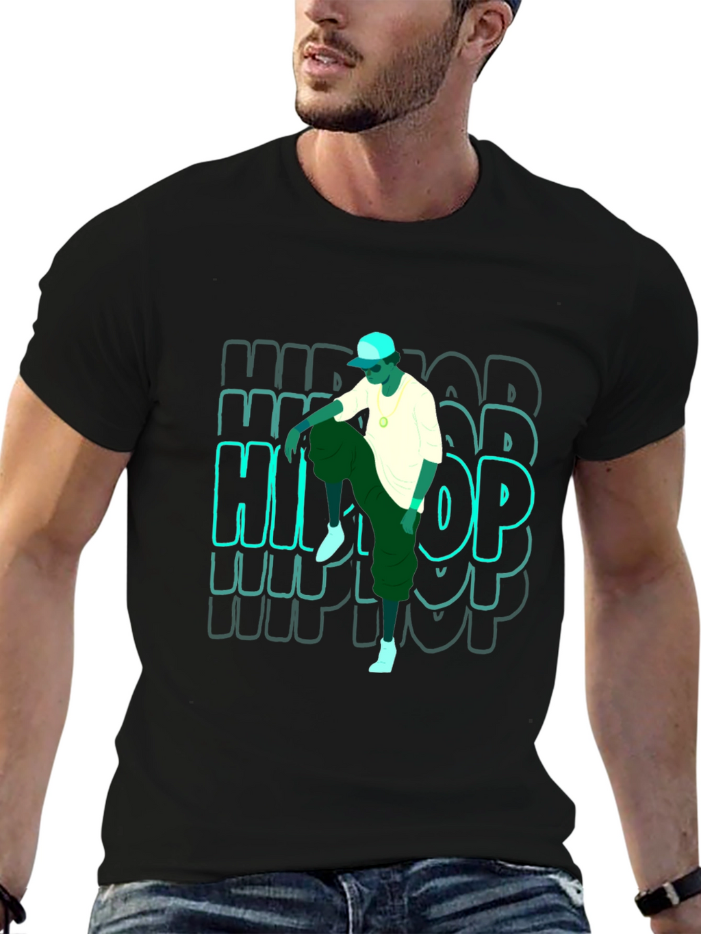 Hip Hop Graphic T-Shirt - Mens Black Tee
