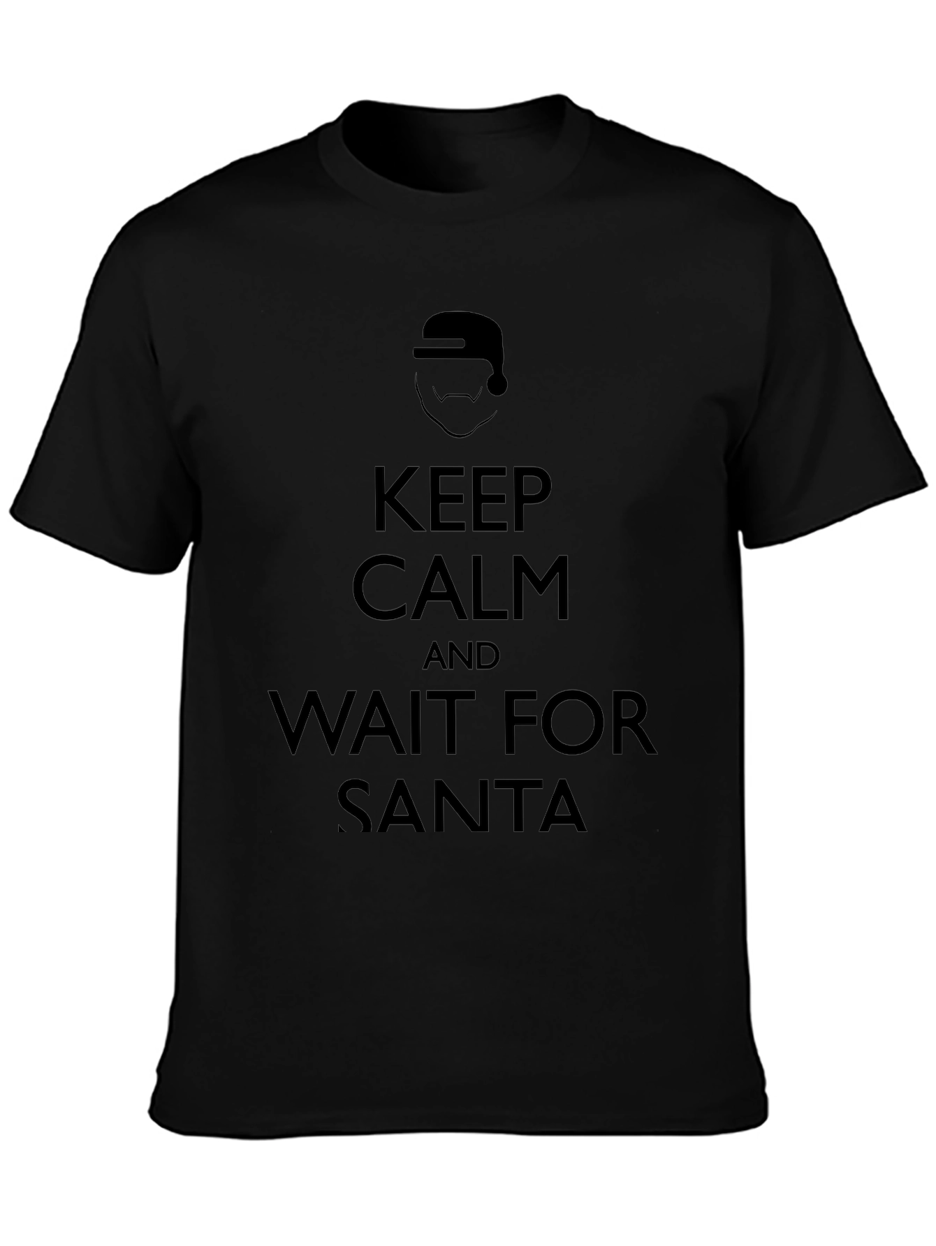 Keep Calm Wait For Santa Black Graphic Tee