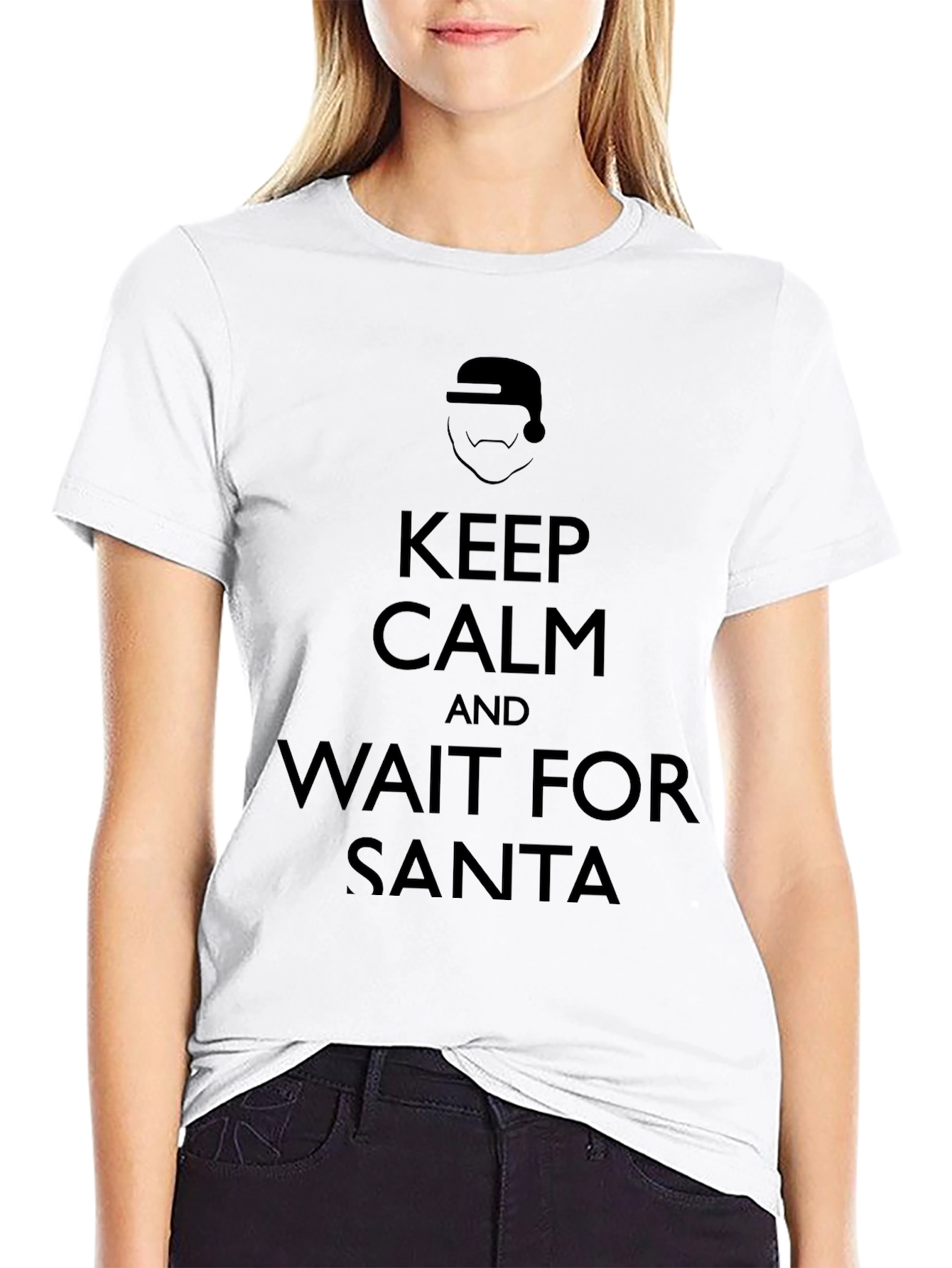 Keep Calm Wait For Santa Black Graphic Tee