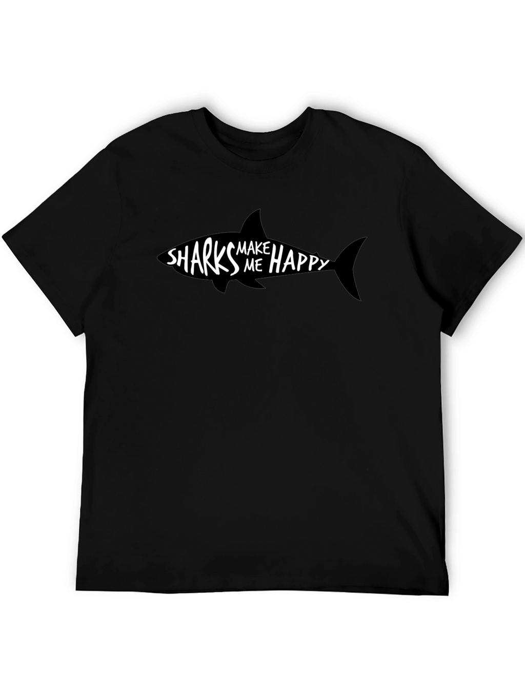 Sharks Make Me Happy Black Graphic Tee