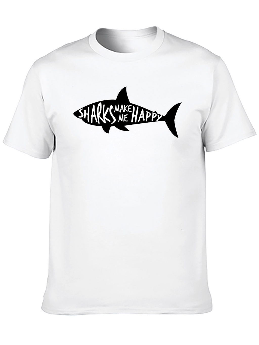 Sharks Make Me Happy Black Graphic Tee