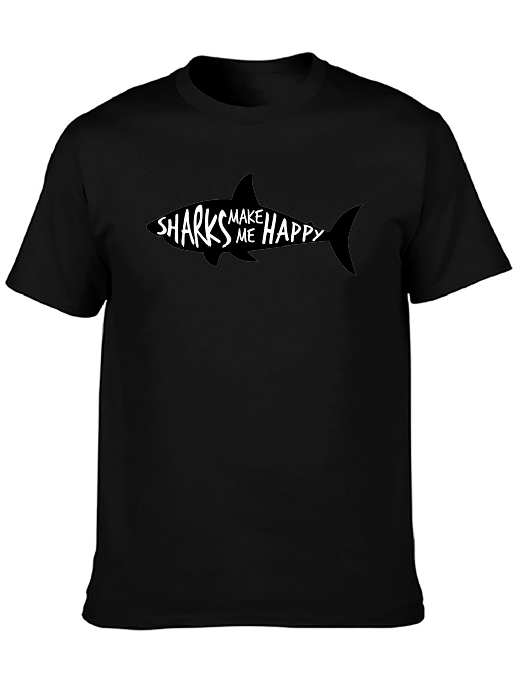 Sharks Make Me Happy Black Graphic Tee