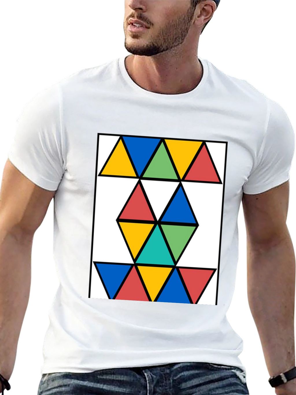 Geometric Triangle Graphic Tee - Modern Design
