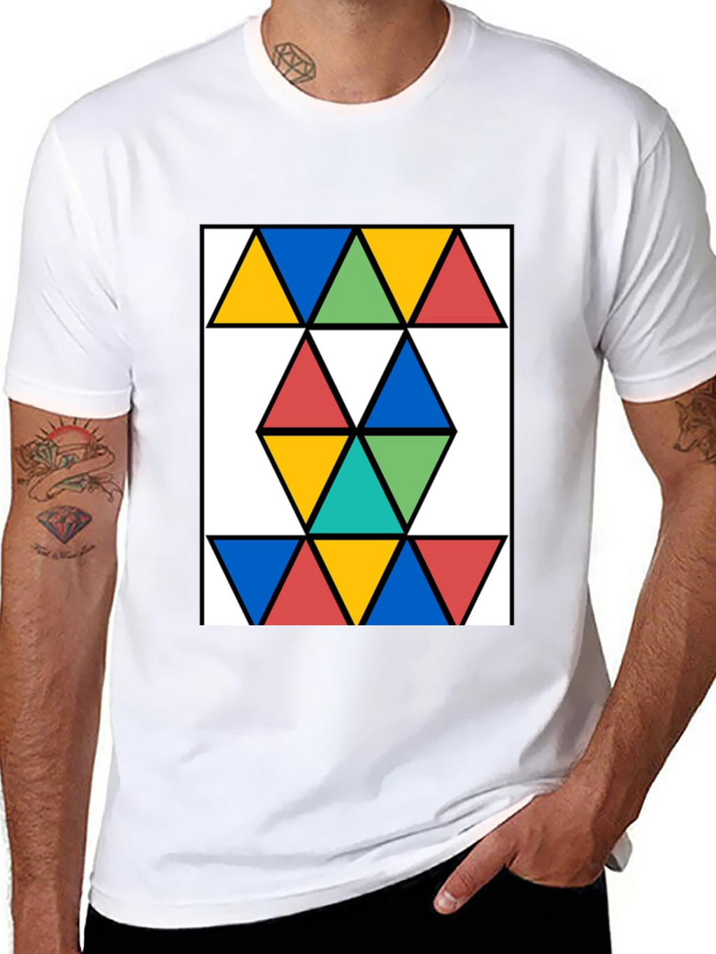 Geometric Triangle Graphic Tee - Modern Design