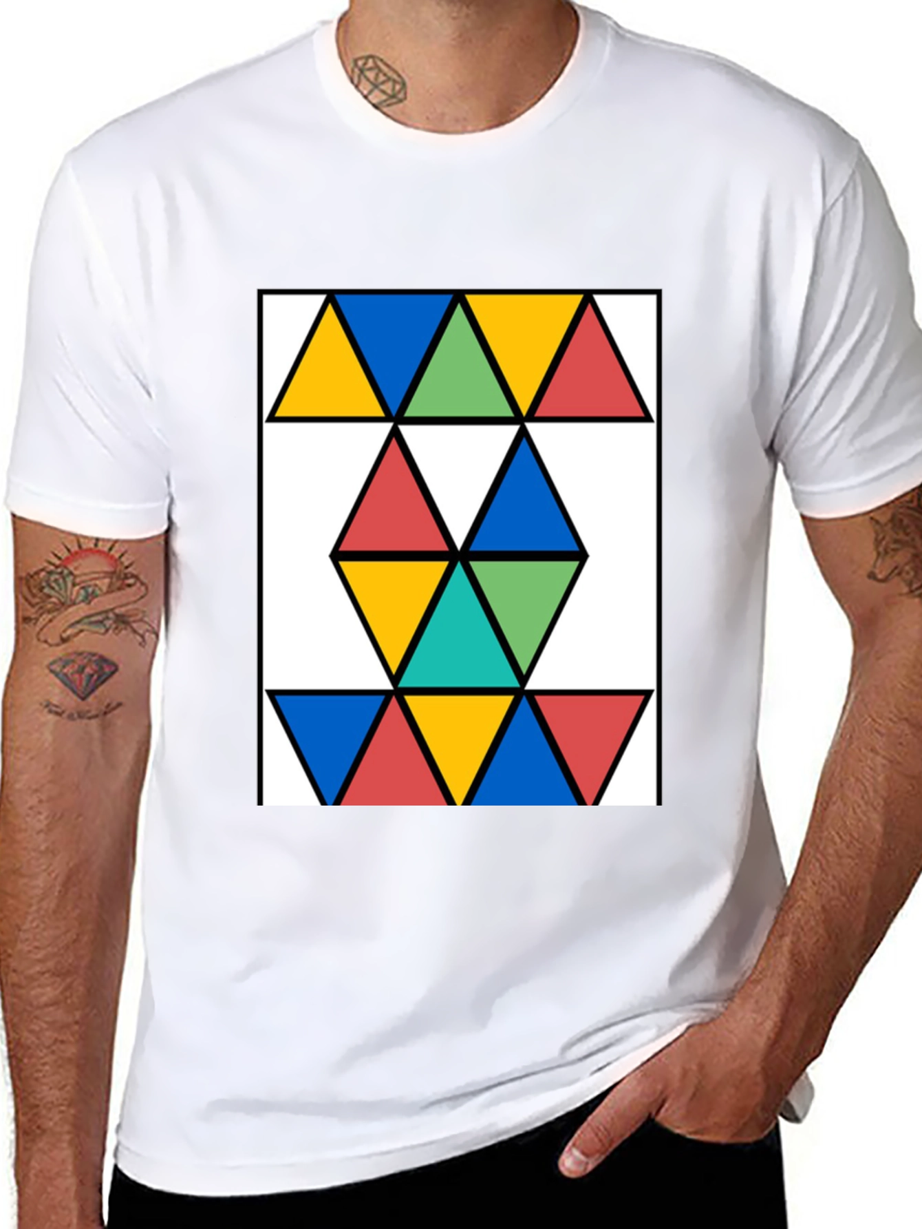 Geometric Triangle Graphic Tee - Modern Design