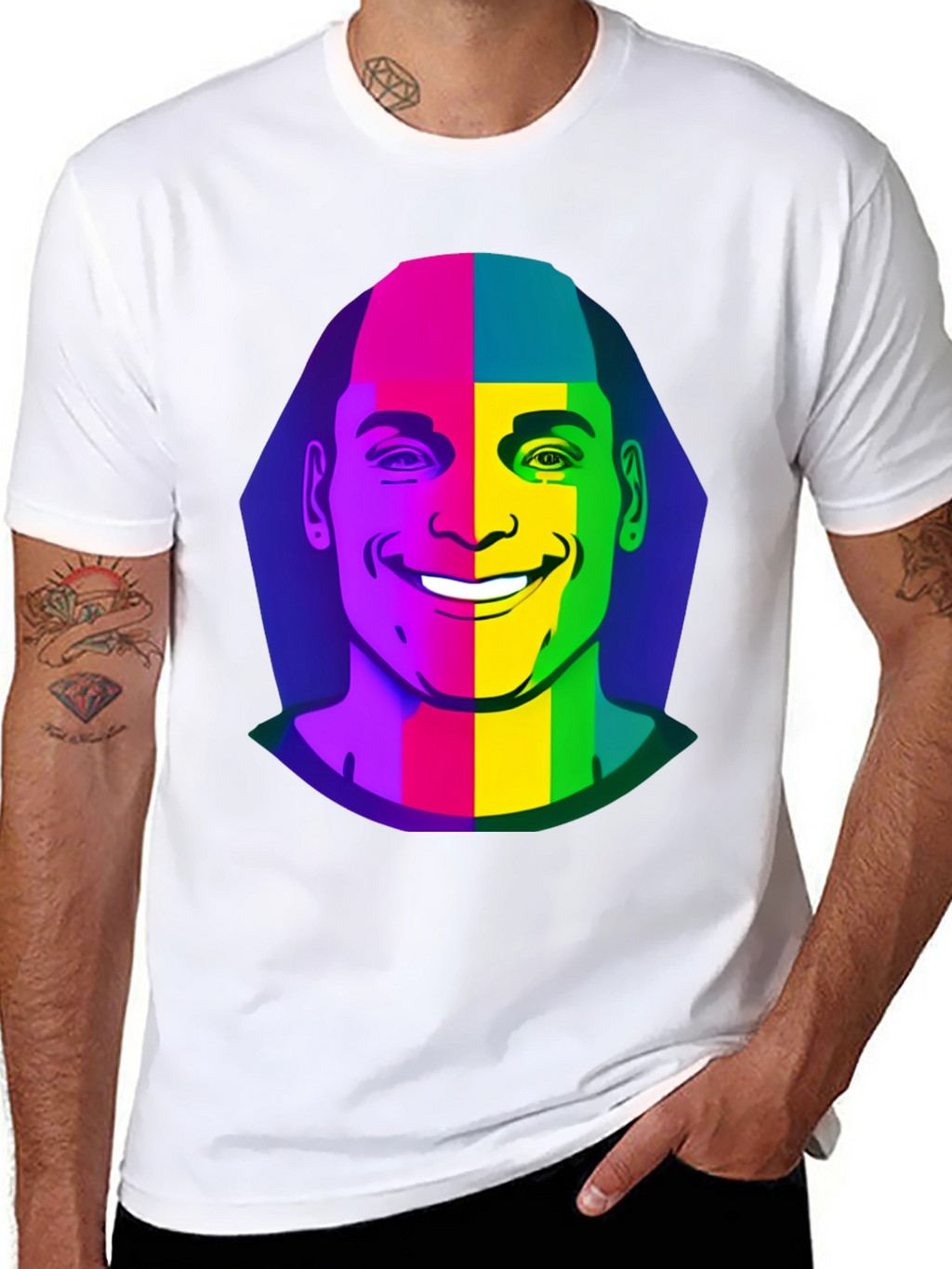 Rainbow Face Graphic Black T-Shirt