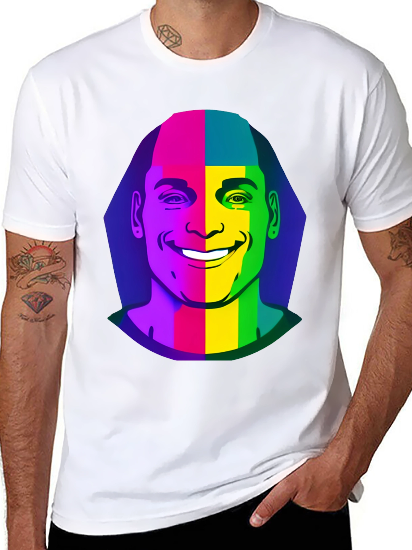 Rainbow Face Graphic Black T-Shirt