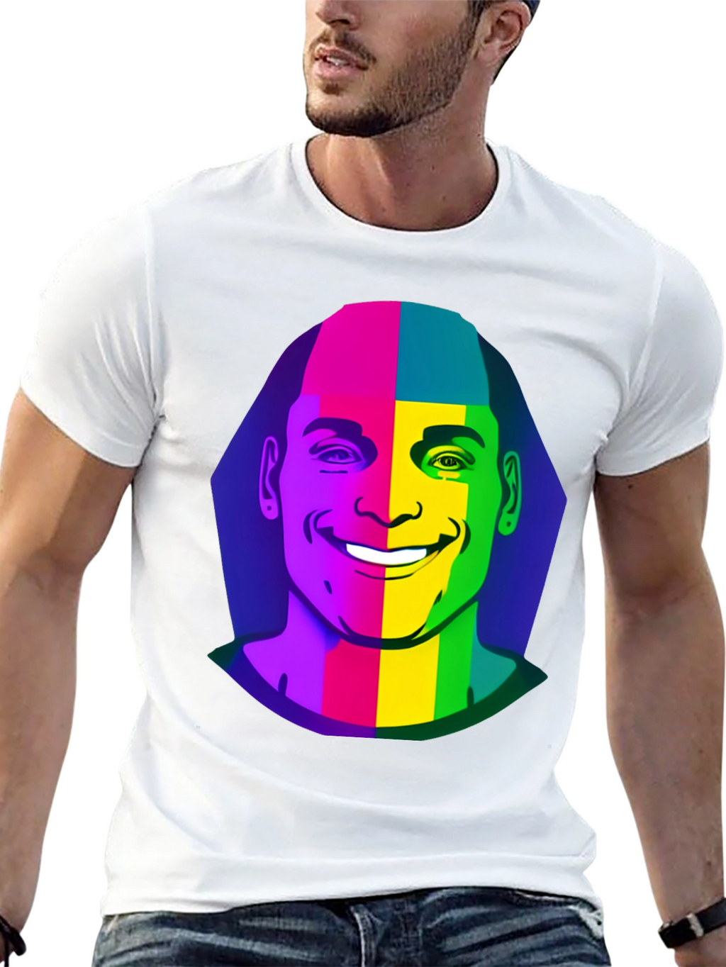 Rainbow Face Graphic Black T-Shirt