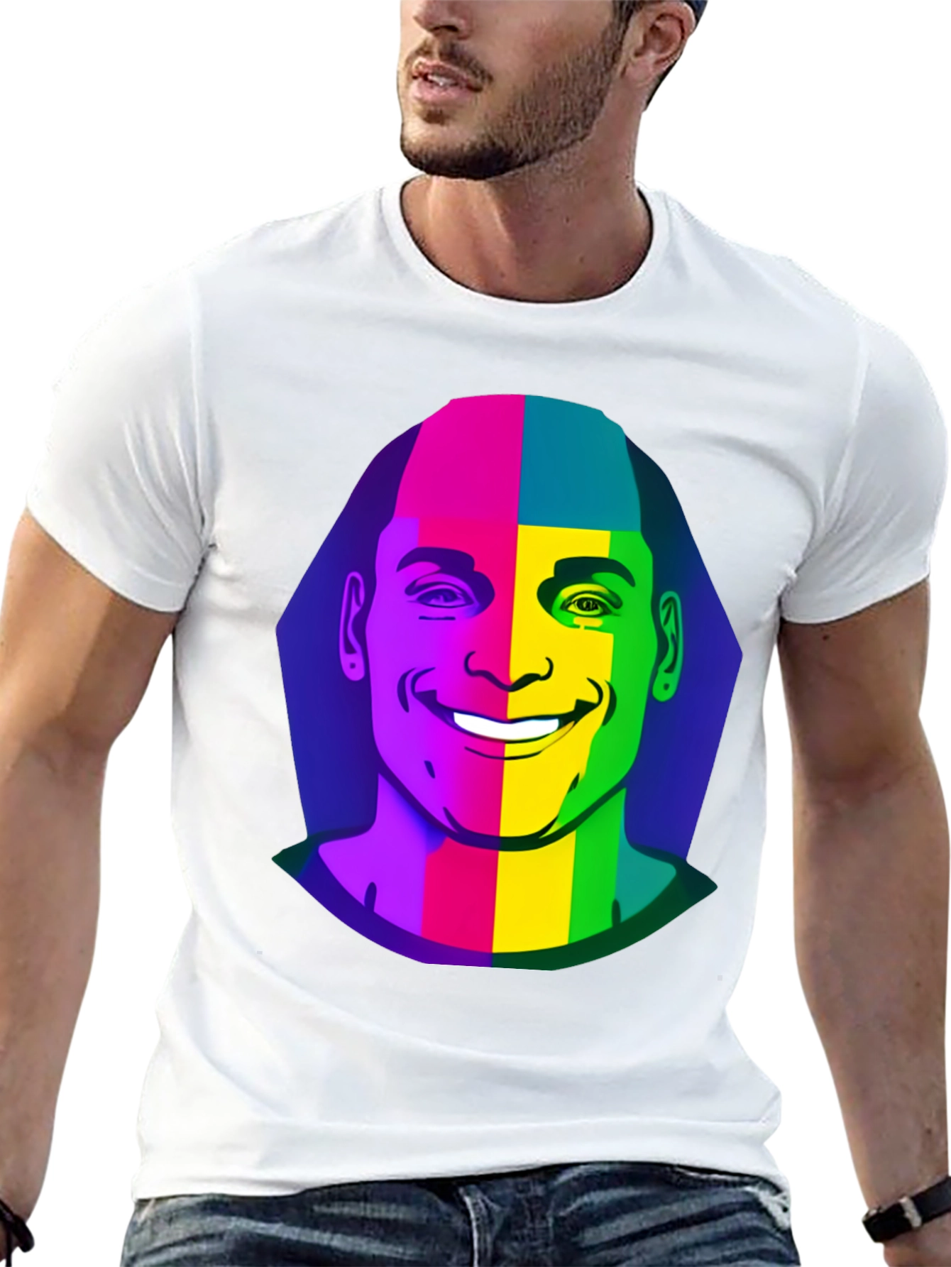 Rainbow Face Graphic Black T-Shirt