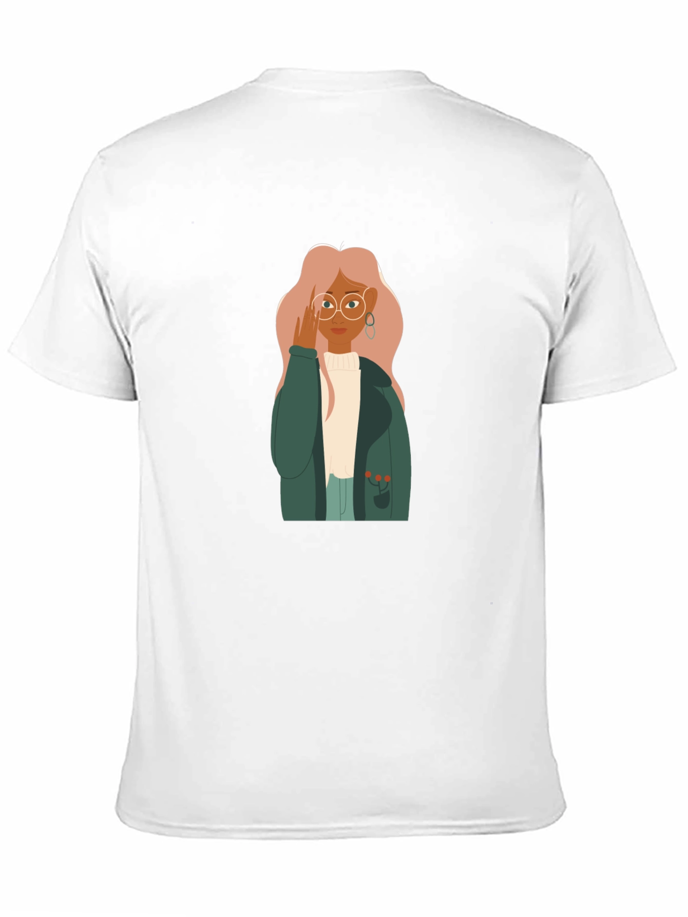 Stylish Graphic Tee - Woman with Glasses
