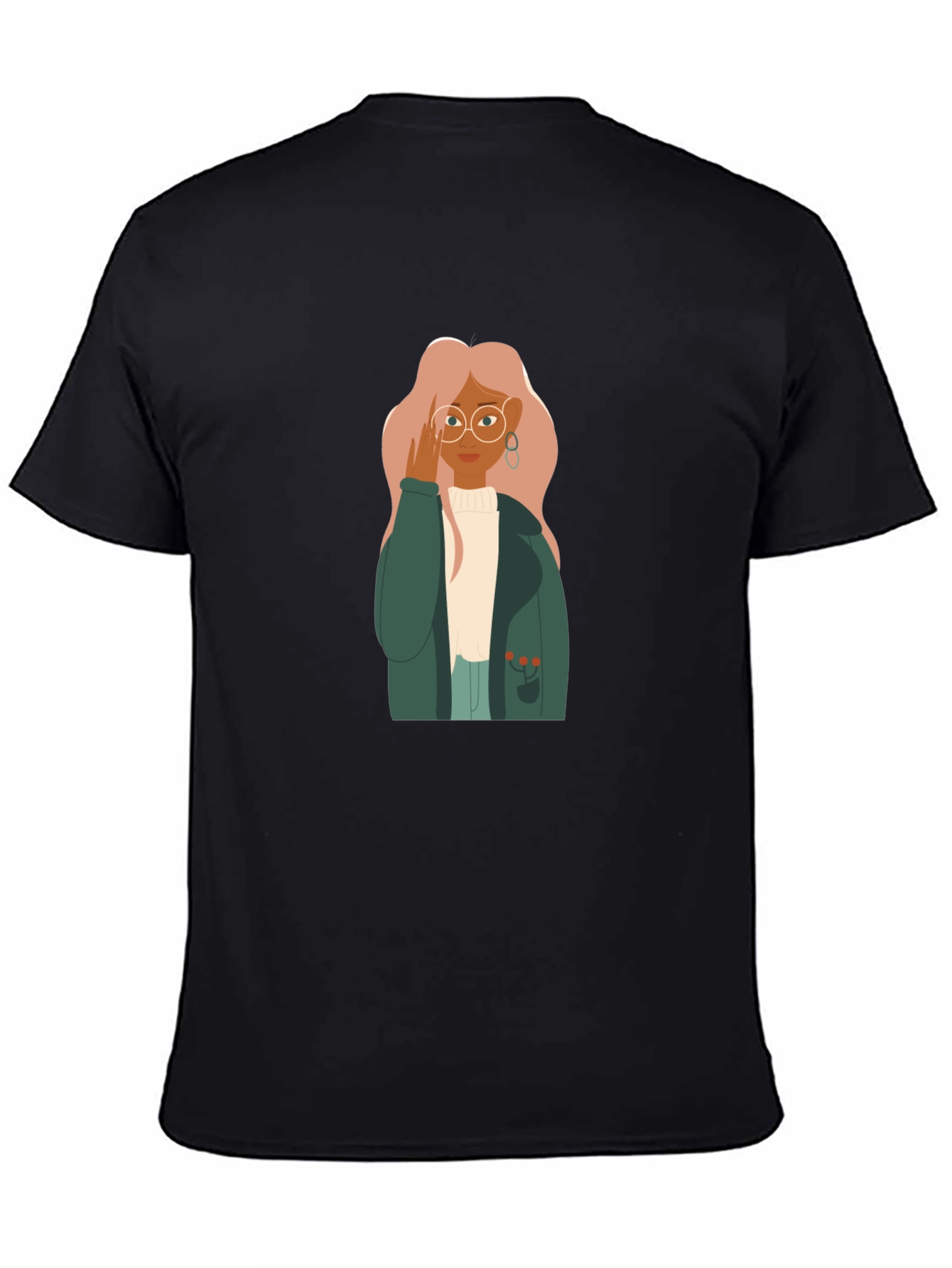 Stylish Graphic Tee - Woman with Glasses