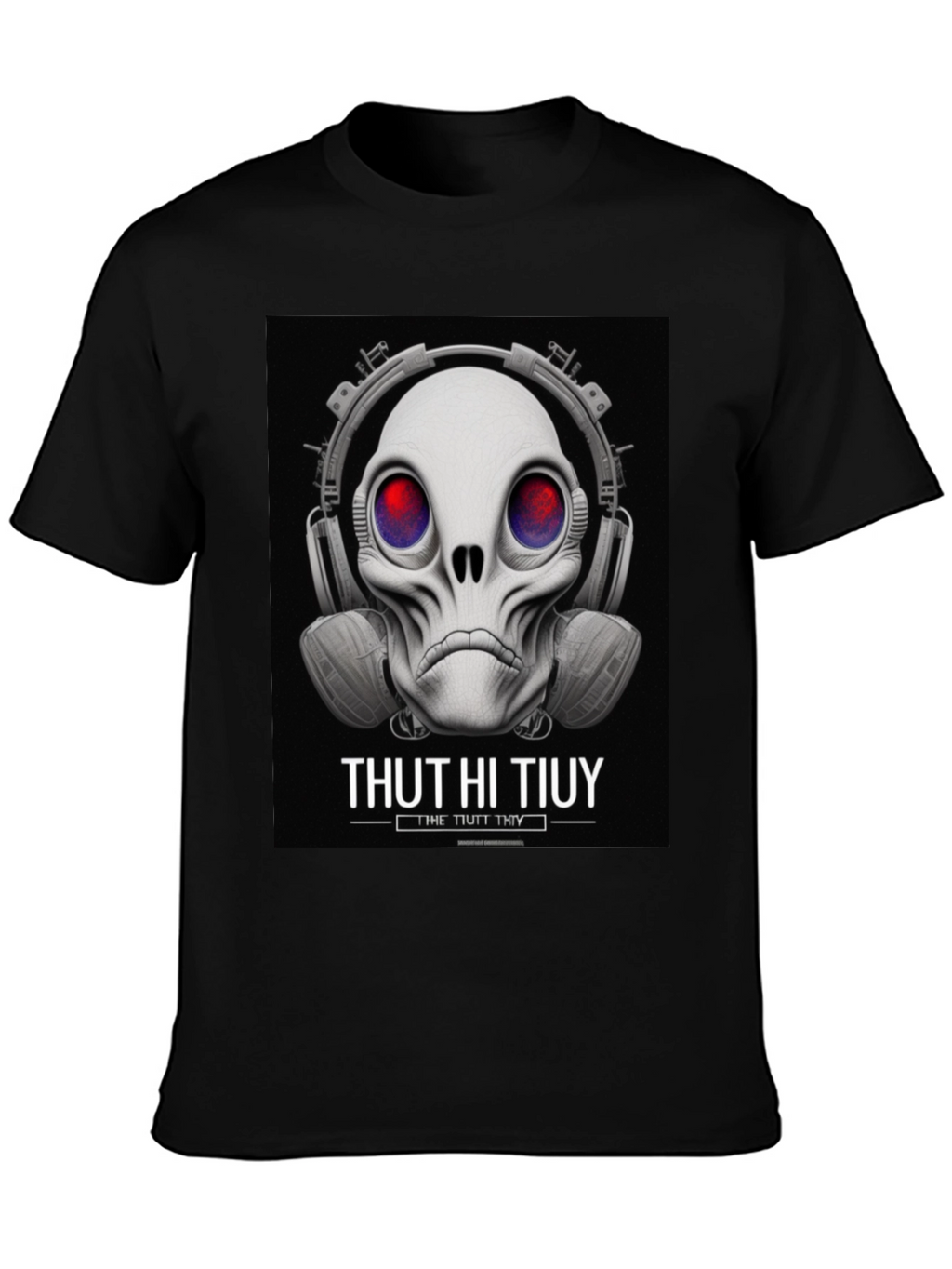 Unique Alien Skull Headphone Graphic T-Shirt