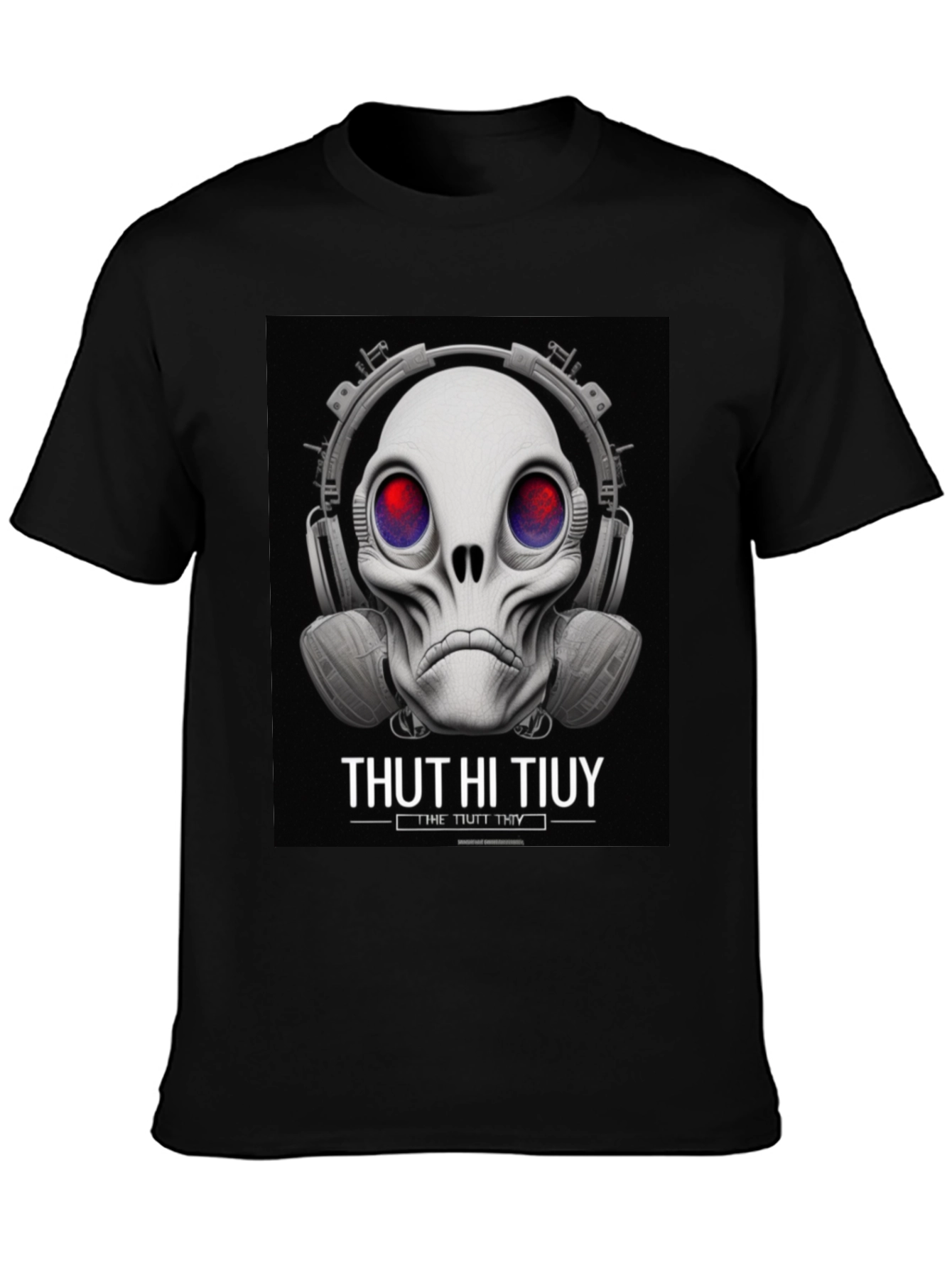 Unique Alien Skull Headphone Graphic T-Shirt