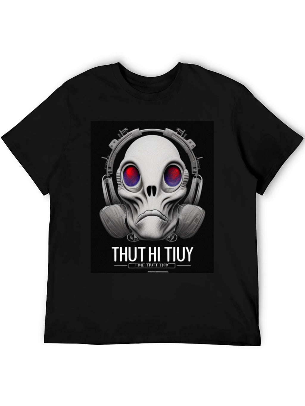 Unique Alien Skull Headphone Graphic T-Shirt
