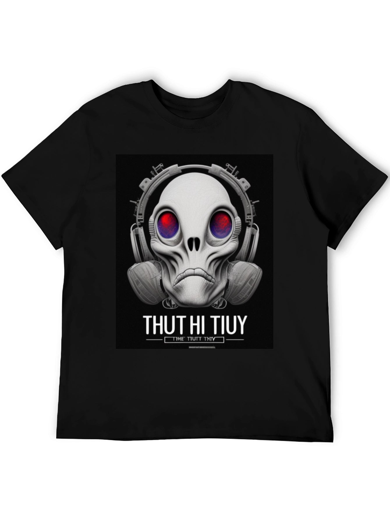 Unique Alien Skull Headphone Graphic T-Shirt