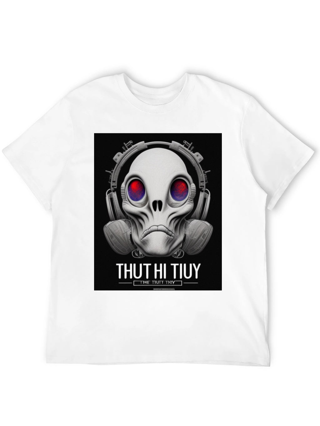Unique Alien Skull Headphone Graphic T-Shirt