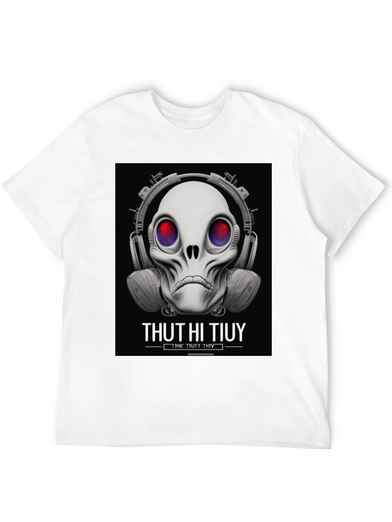 Unique Alien Skull Headphone Graphic T-Shirt
