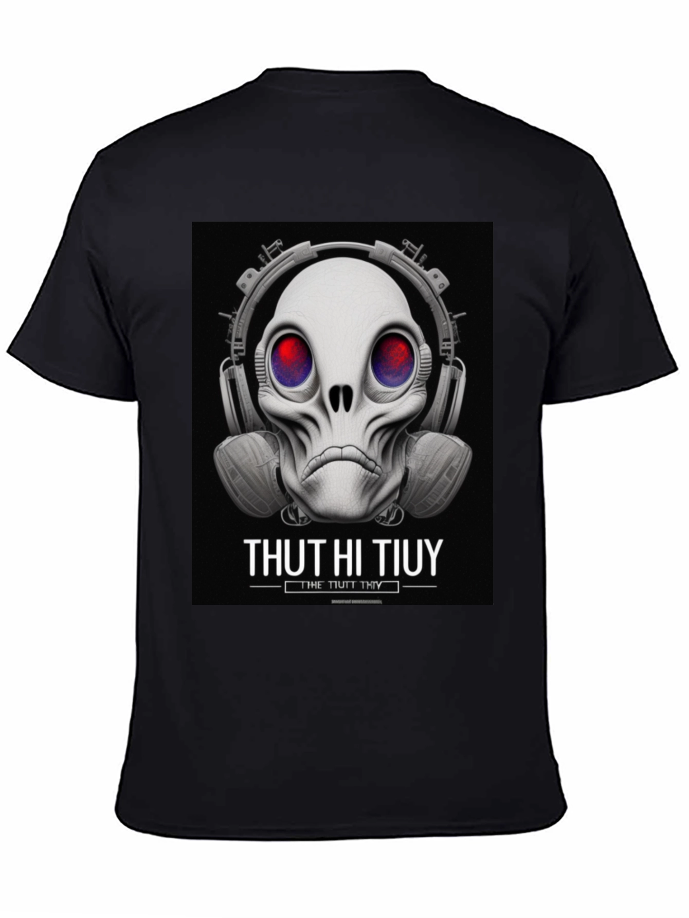 Unique Alien Skull Headphone Graphic T-Shirt