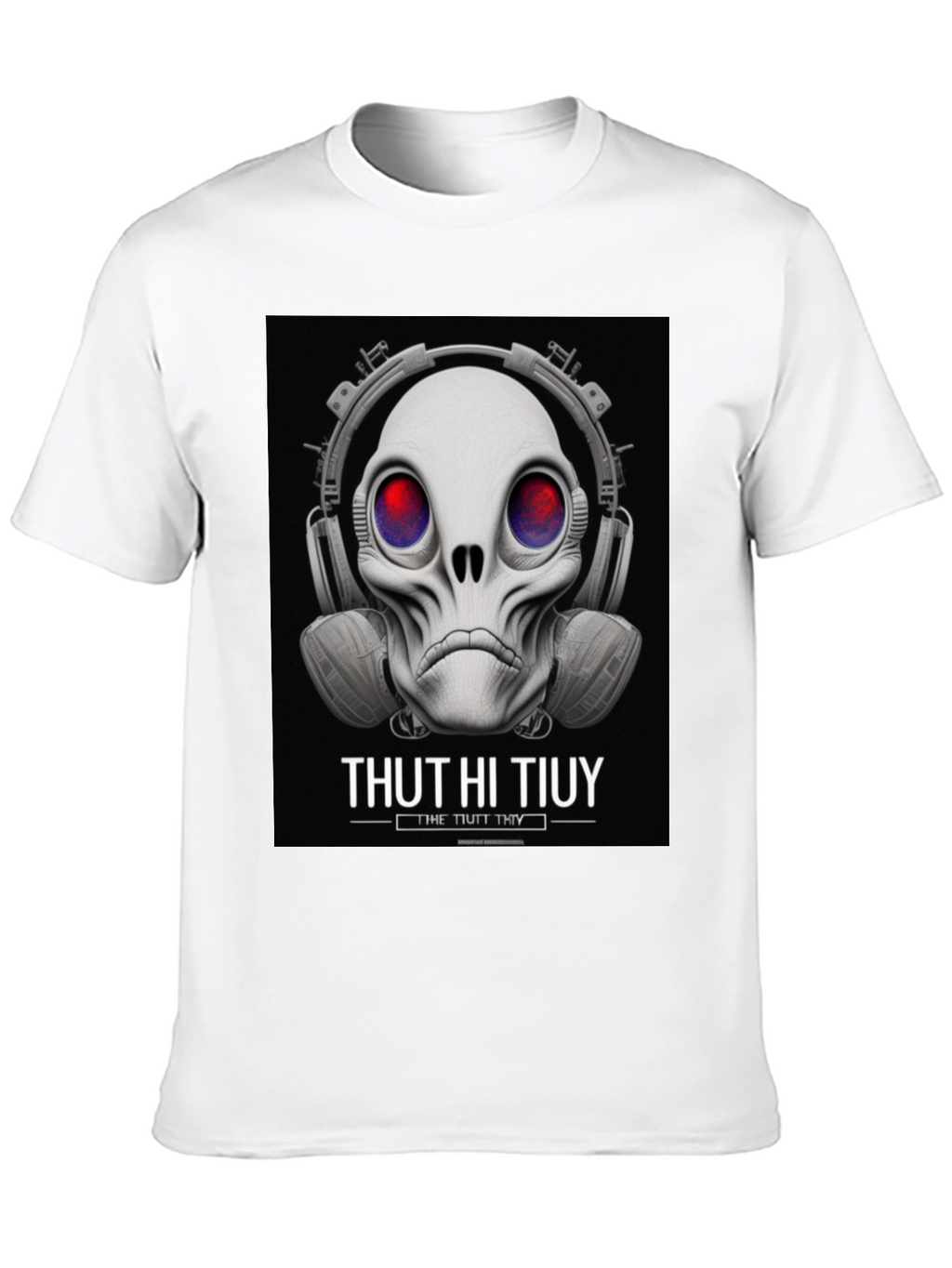 Unique Alien Skull Headphone Graphic T-Shirt