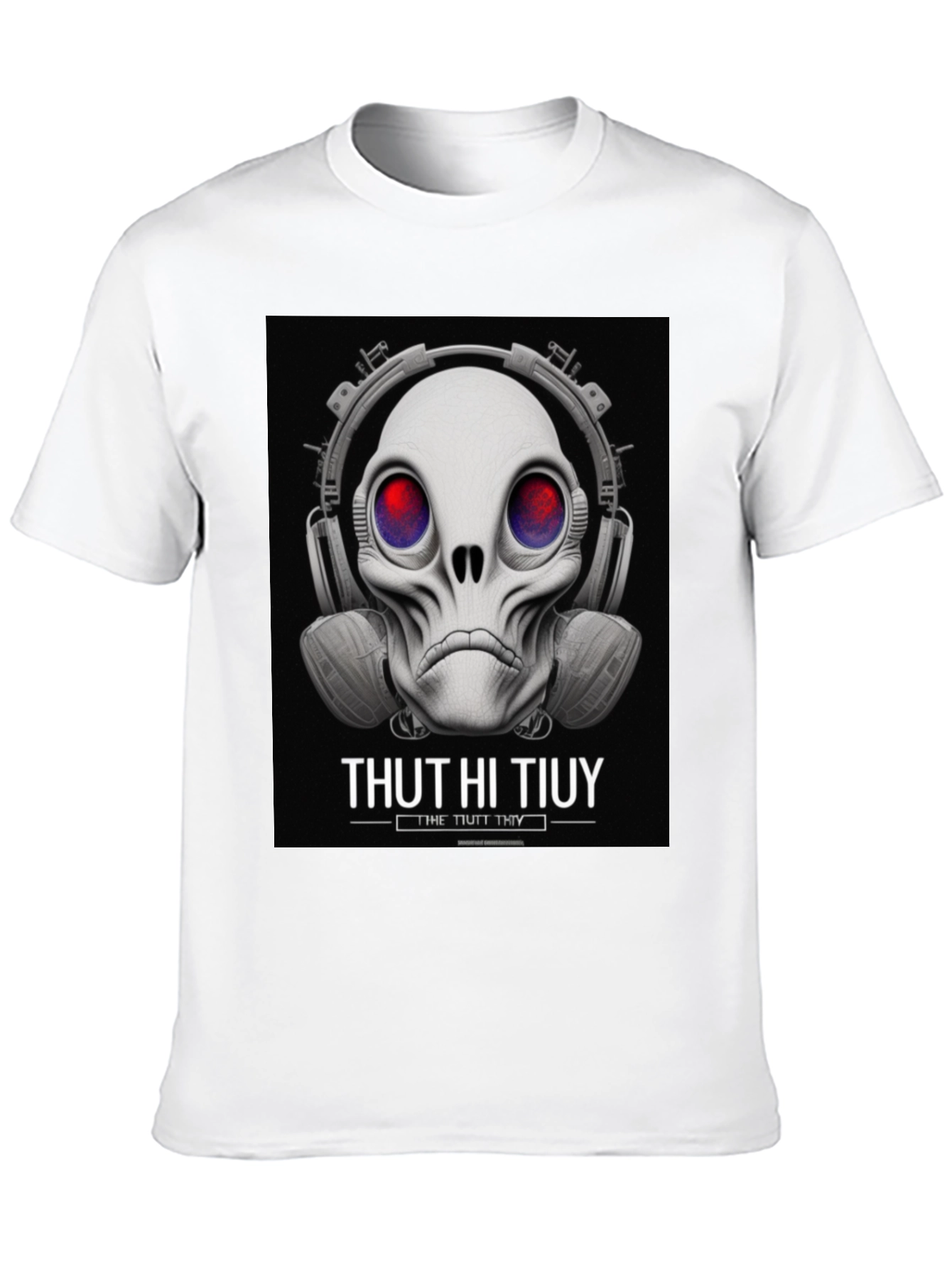 Unique Alien Skull Headphone Graphic T-Shirt