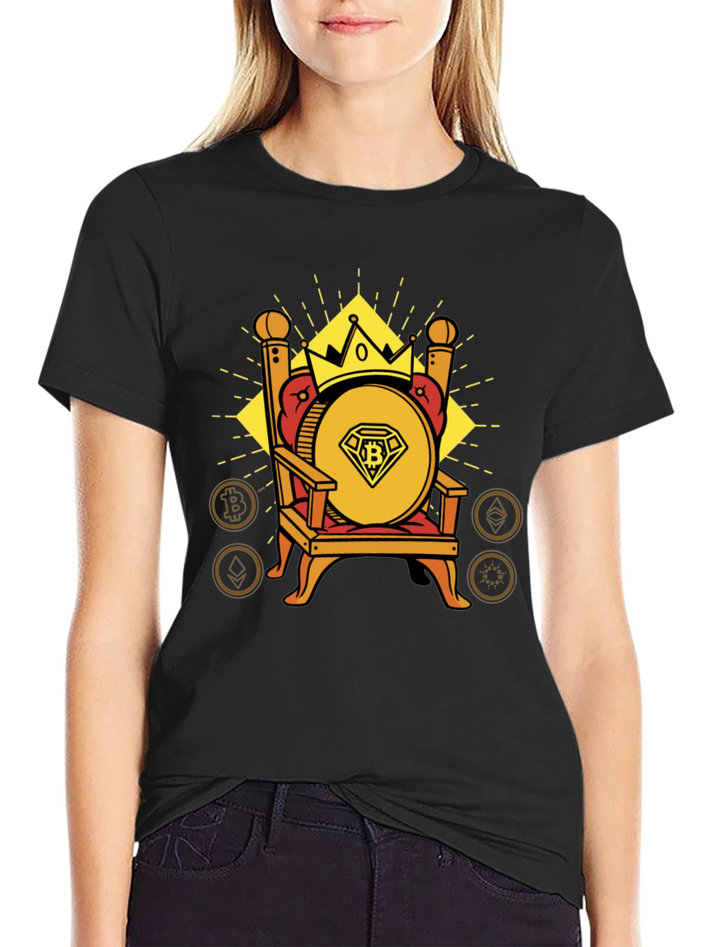 Crypto King Bitcoin Throne Graphic T-Shirt