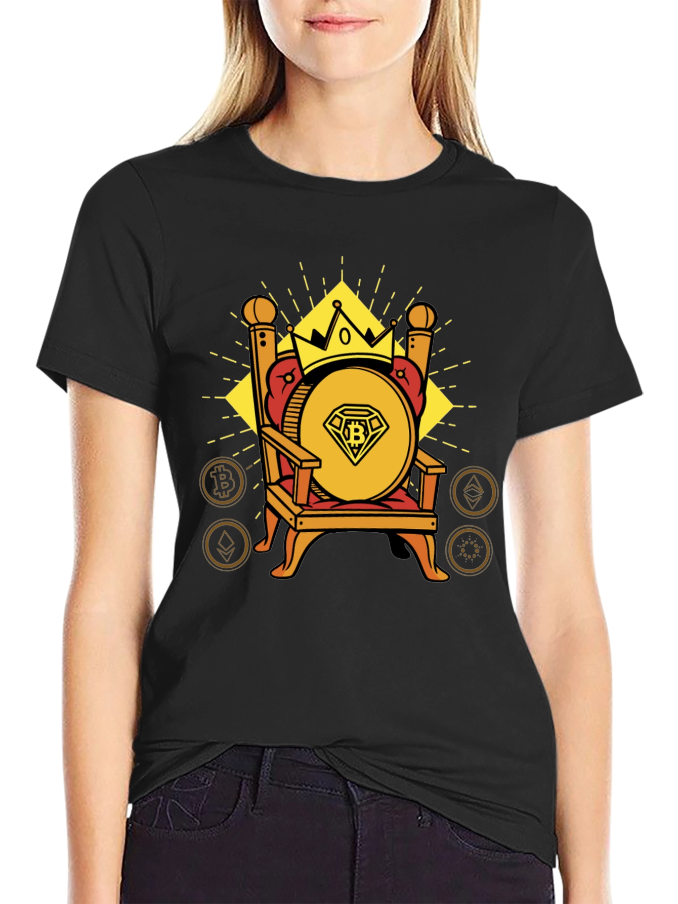 Crypto King Bitcoin Throne Graphic T-Shirt
