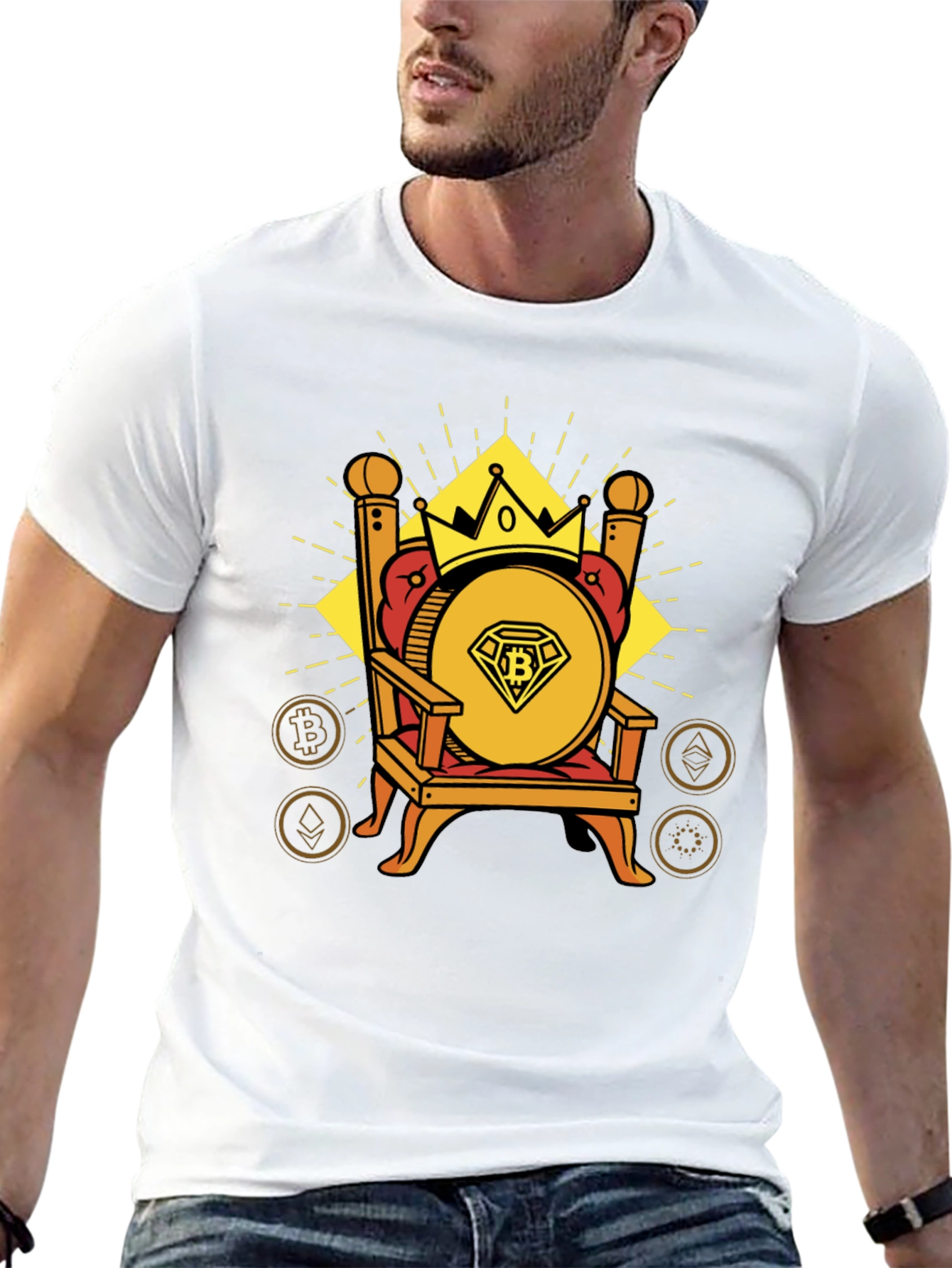 Crypto King Bitcoin Throne Graphic T-Shirt