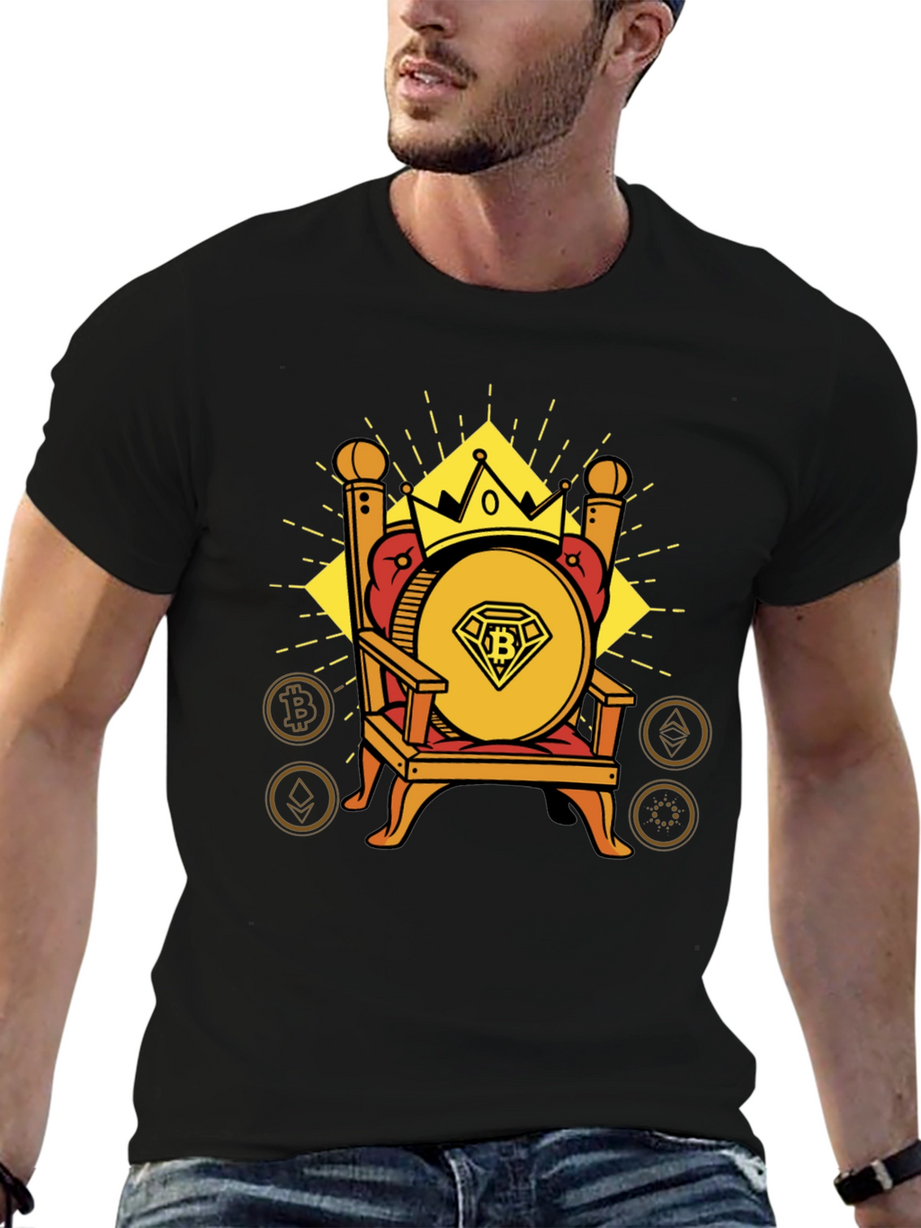 Crypto King Bitcoin Throne Graphic T-Shirt