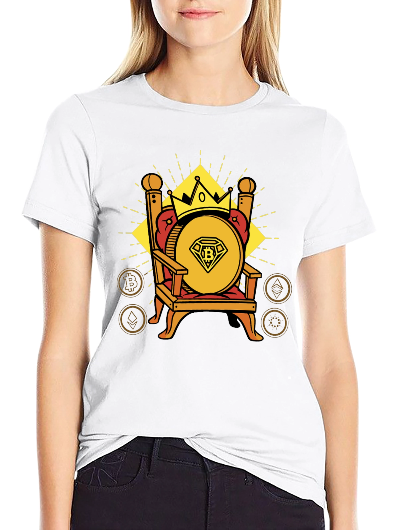 Crypto King Bitcoin Throne Graphic T-Shirt