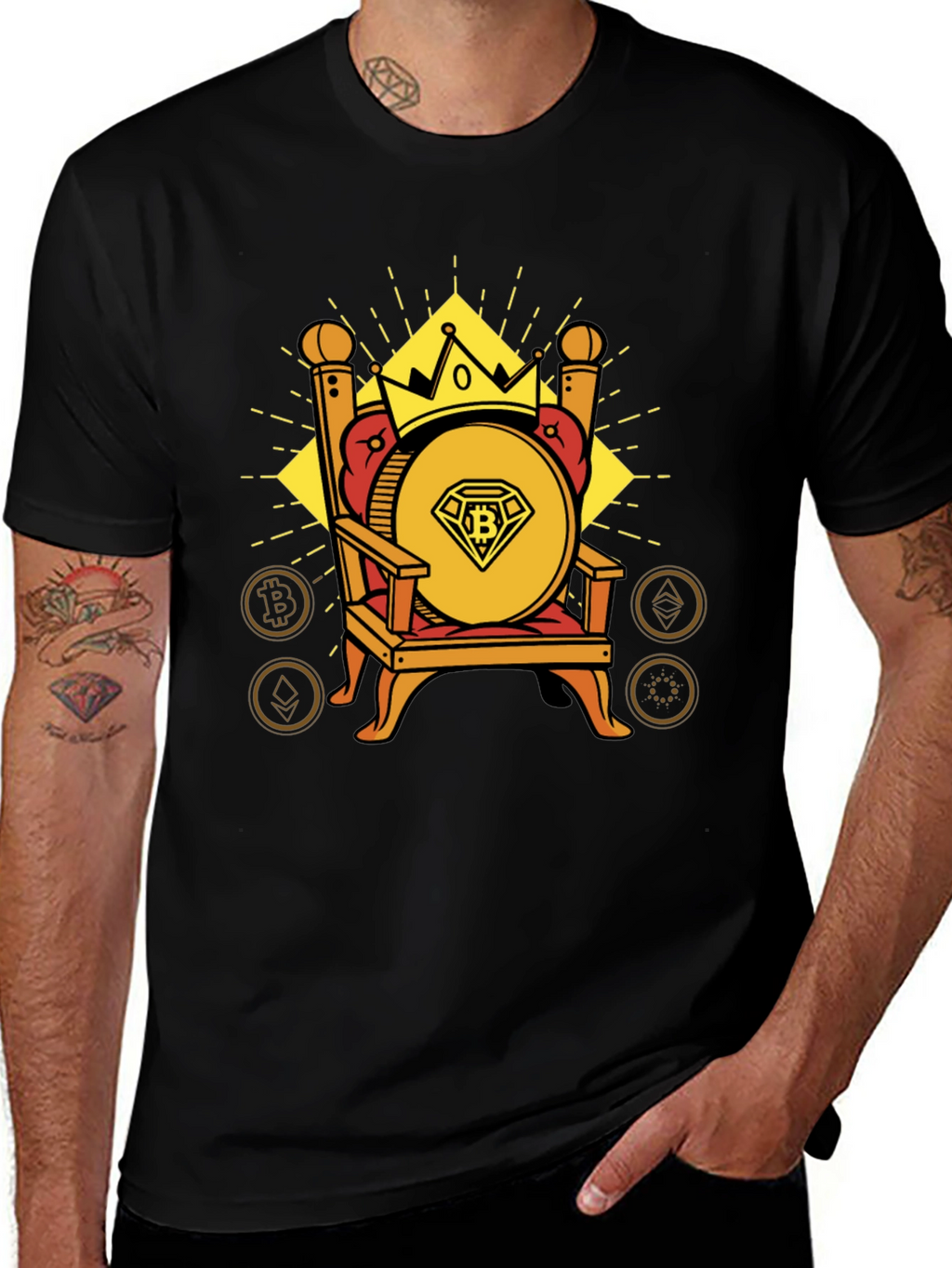 Crypto King Bitcoin Throne Graphic T-Shirt