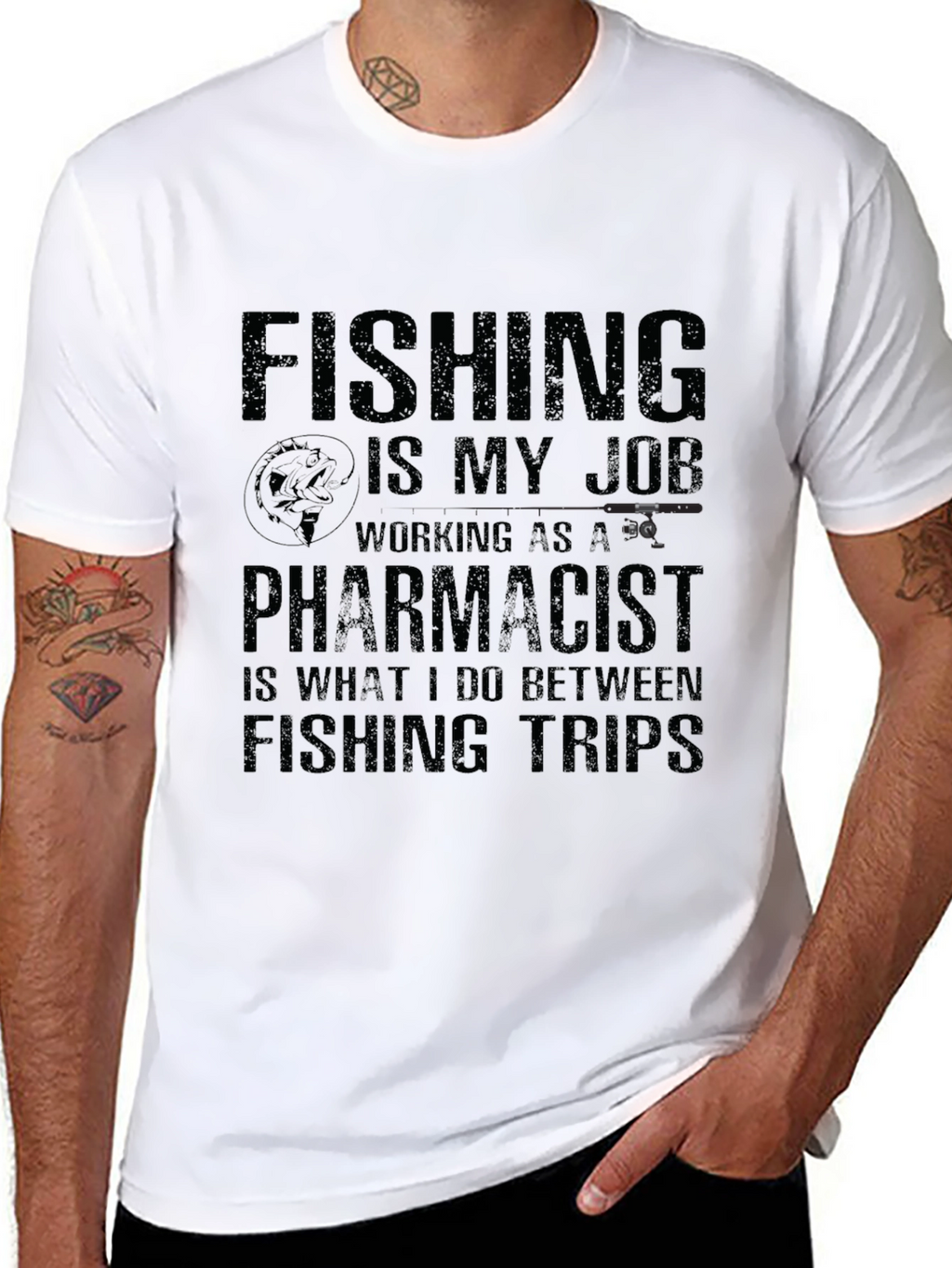 Fishing Pharmacist T-Shirt - Black Cotton Tee