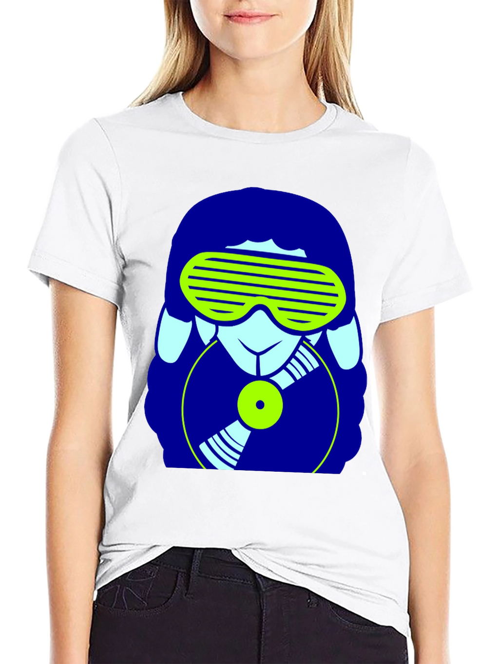 DJ Sheep Graphic Tee - Black Cotton T-Shirt