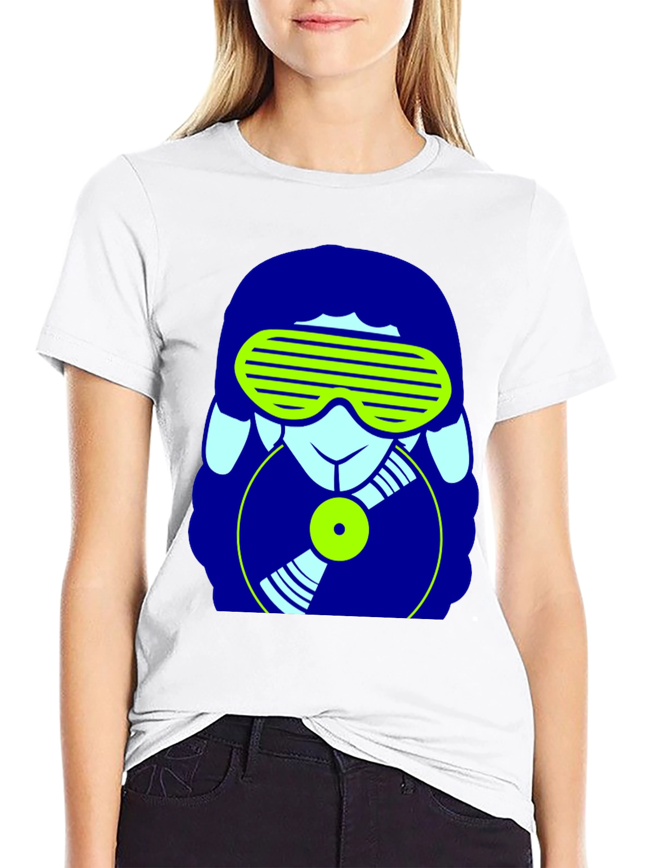 DJ Sheep Graphic Tee - Black Cotton T-Shirt