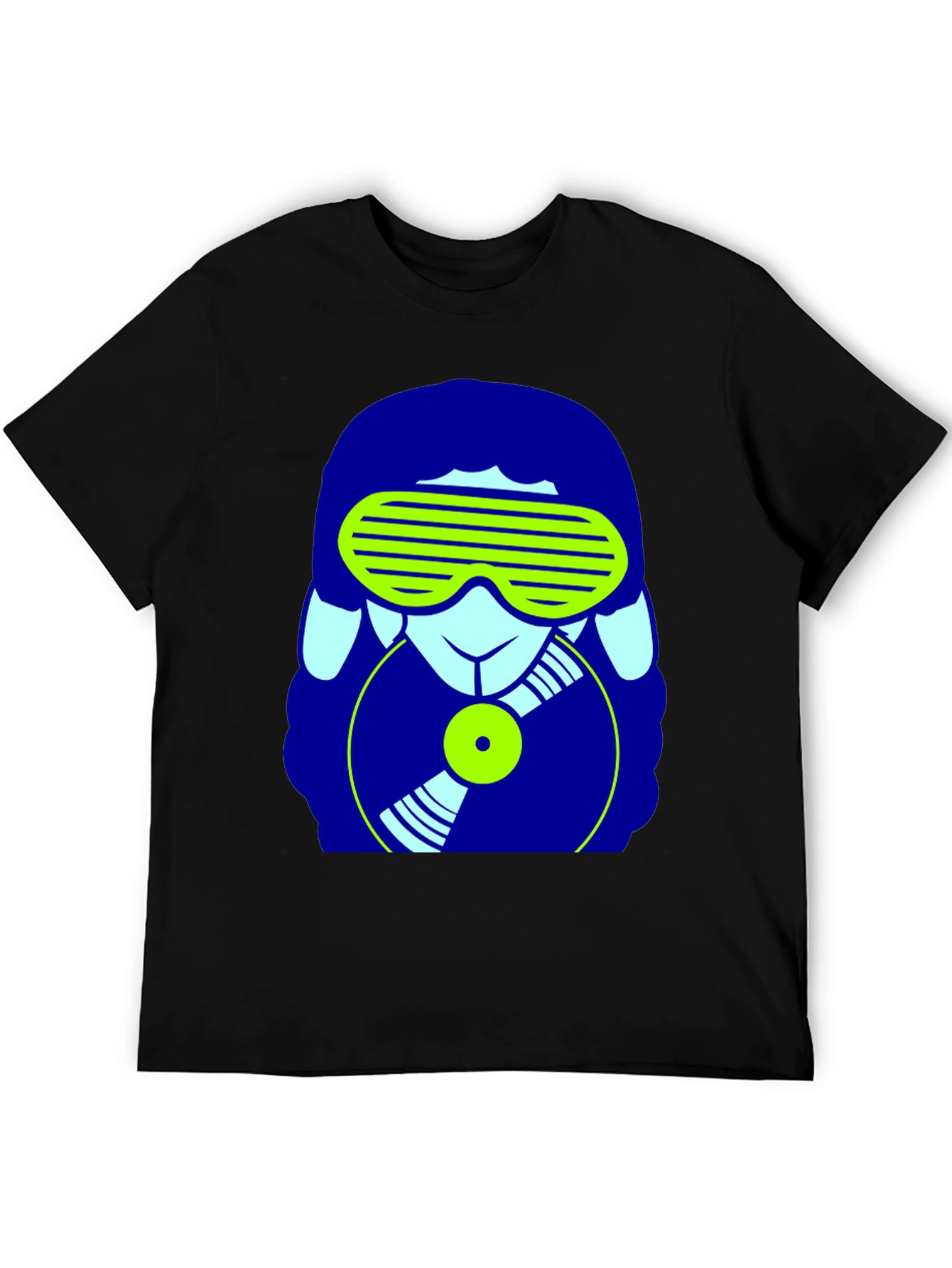 DJ Sheep Graphic Tee - Black Cotton T-Shirt