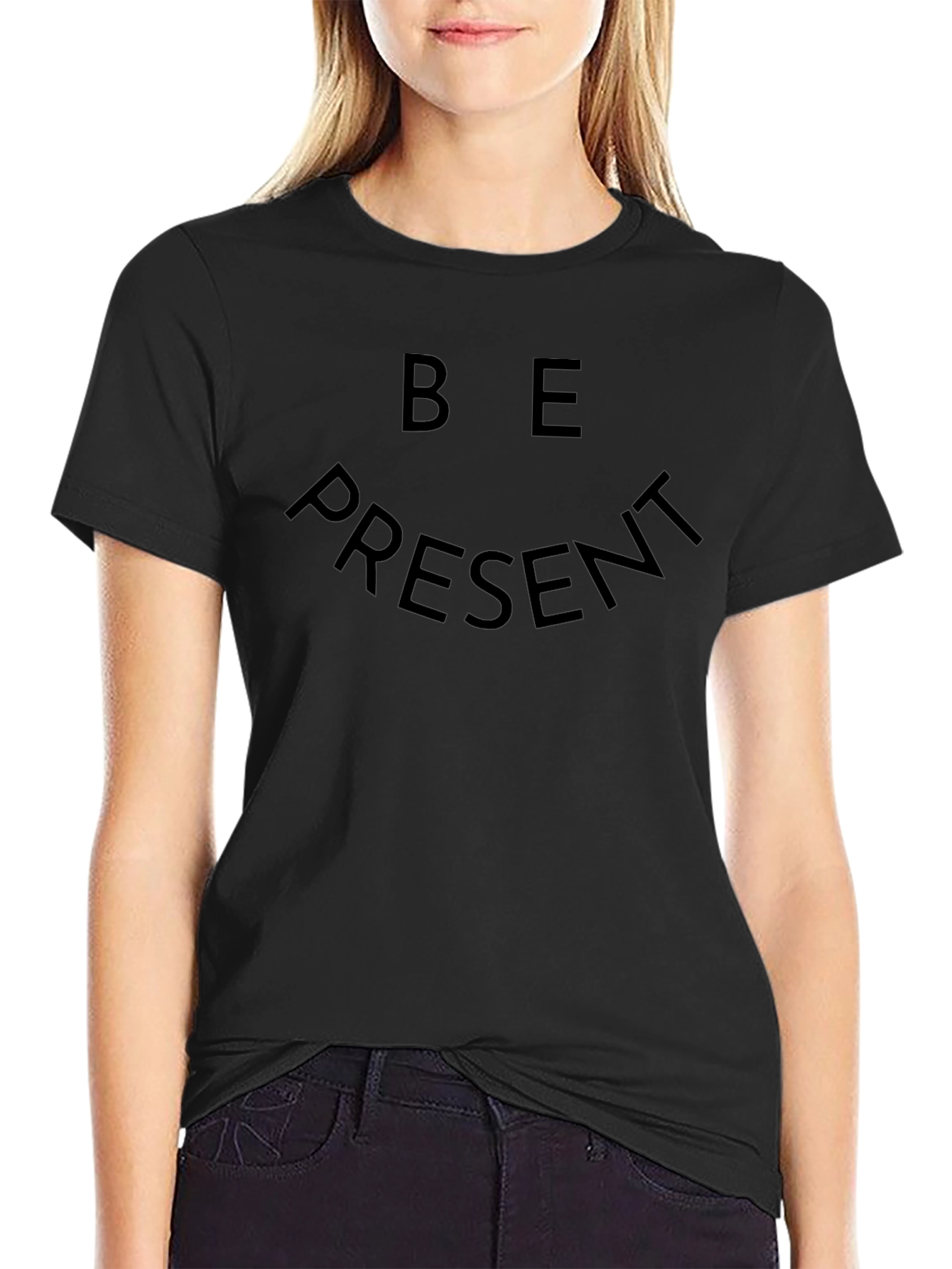 Be Present Black Graphic Tee - Mens Short Sleeve