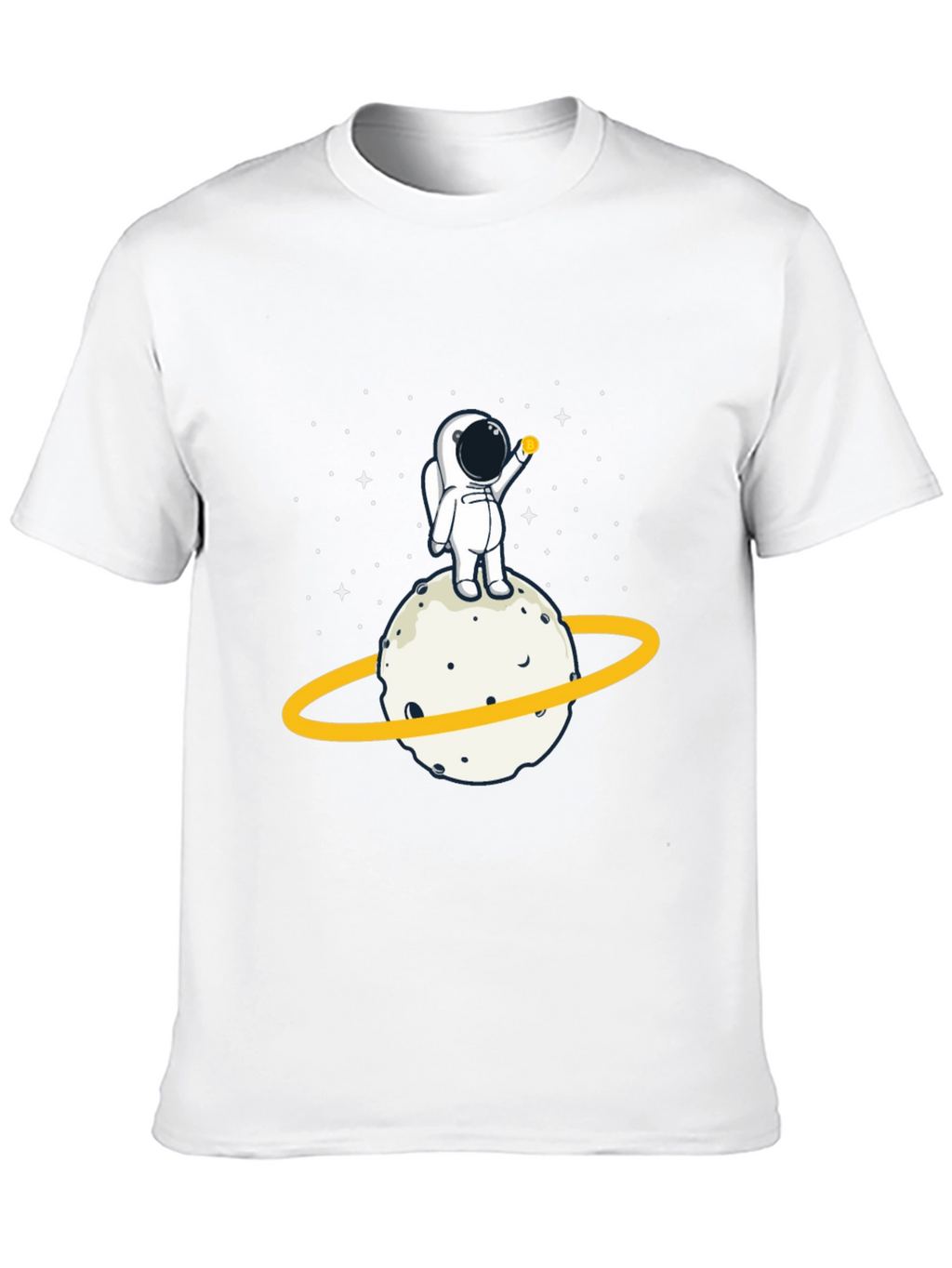 Astronaut on Planet Graphic Tee - Black Cotton T-Shirt
