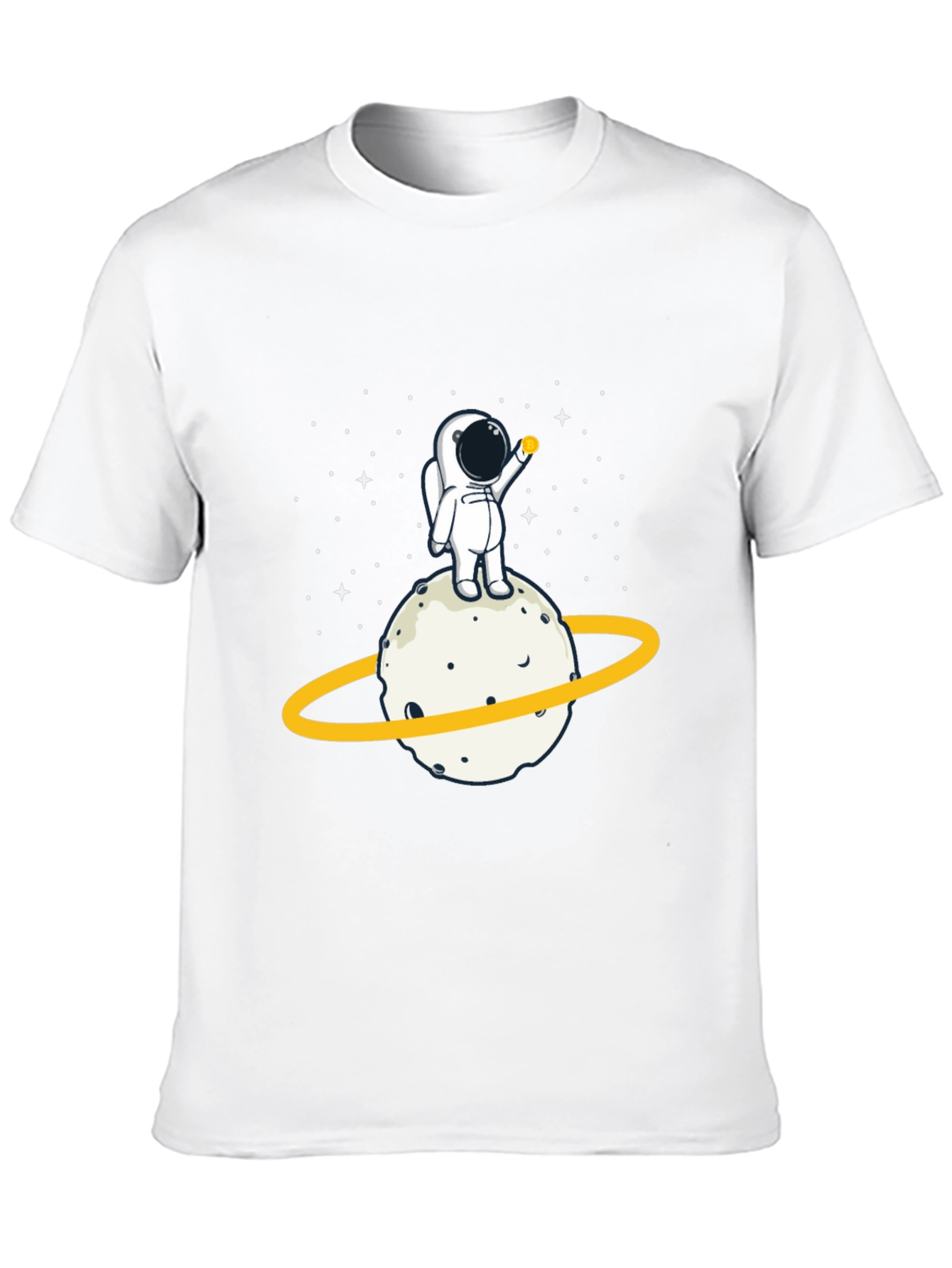 Astronaut on Planet Graphic Tee - Black Cotton T-Shirt