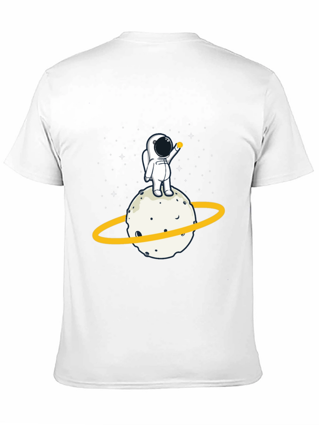 Astronaut on Planet Graphic Tee - Black Cotton T-Shirt