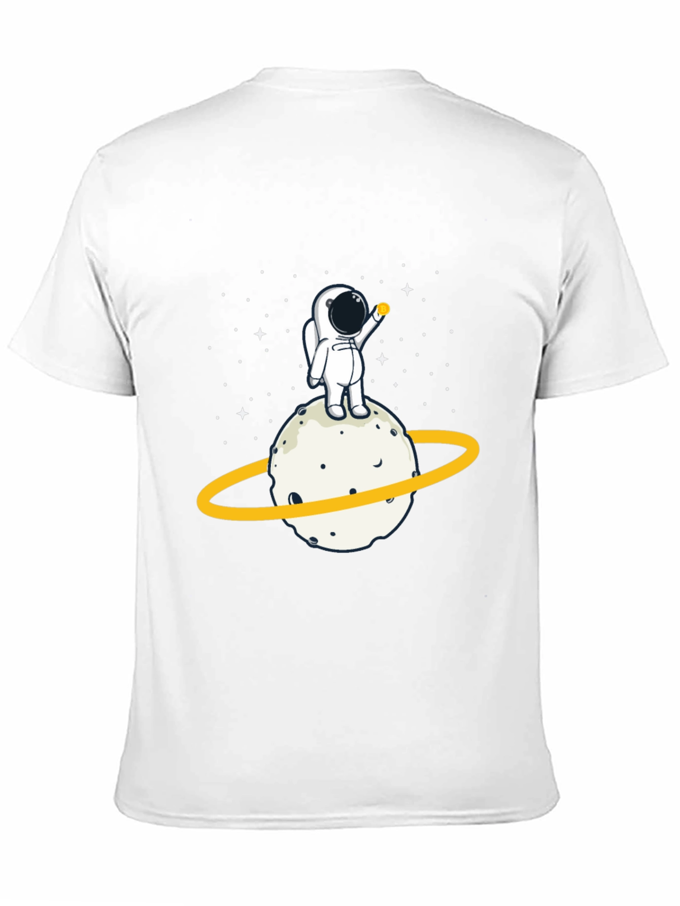 Astronaut on Planet Graphic Tee - Black Cotton T-Shirt