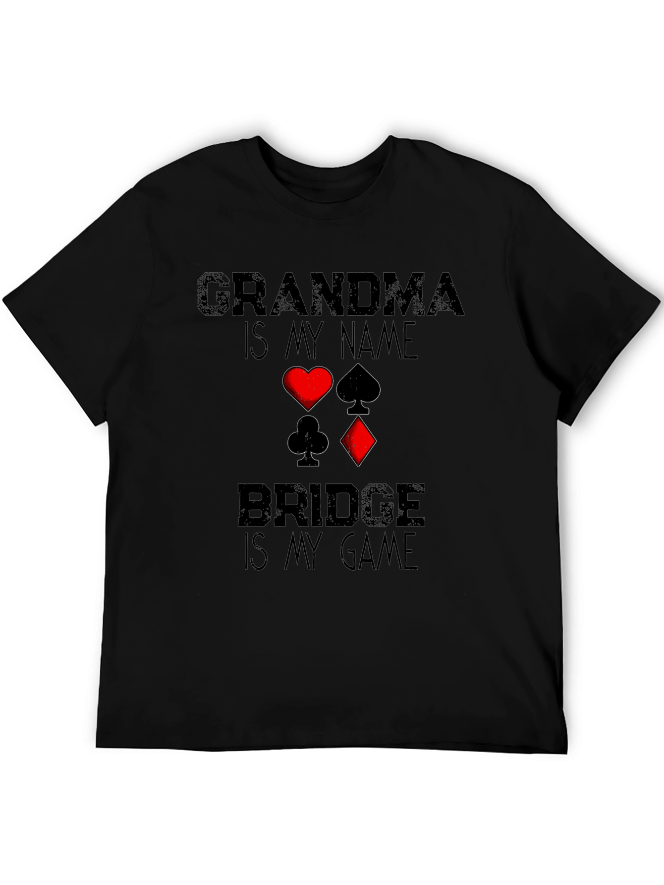 Grandma Bridge Game T-Shirt: Playing Card Suits Graphic Tee