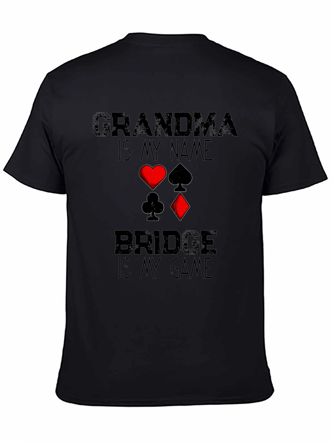 Grandma Bridge Game T-Shirt: Playing Card Suits Graphic Tee