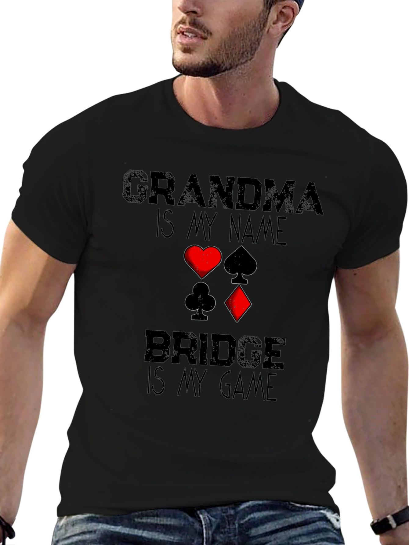 Grandma Bridge Game T-Shirt: Playing Card Suits Graphic Tee