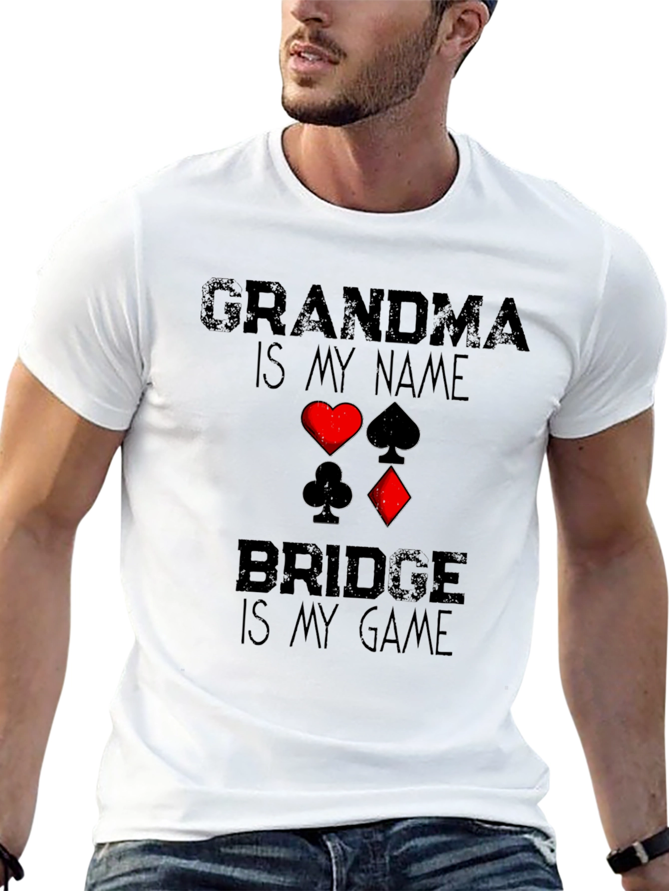 Grandma Bridge Game T-Shirt: Playing Card Suits Graphic Tee