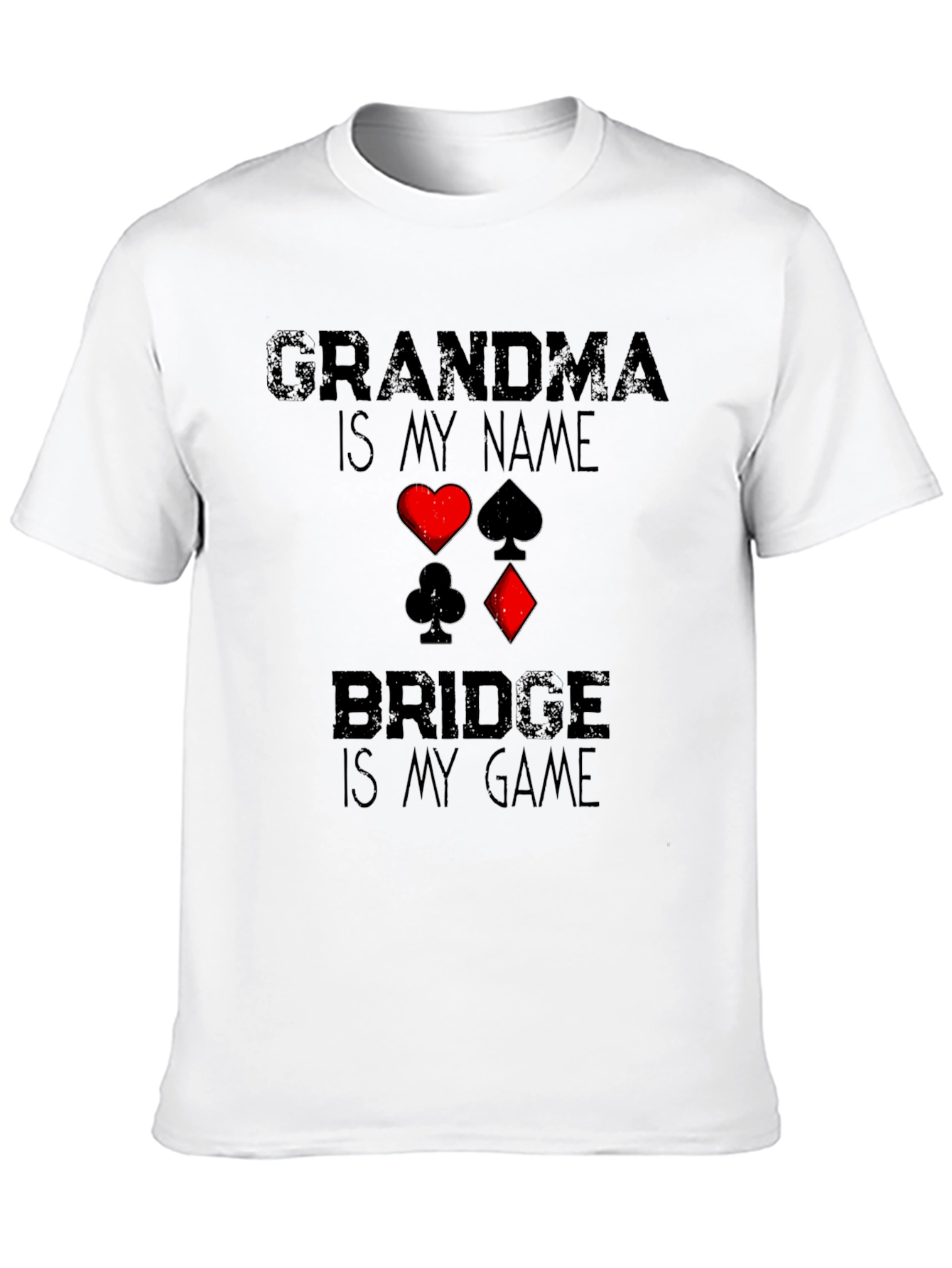 Grandma Bridge Game T-Shirt: Playing Card Suits Graphic Tee
