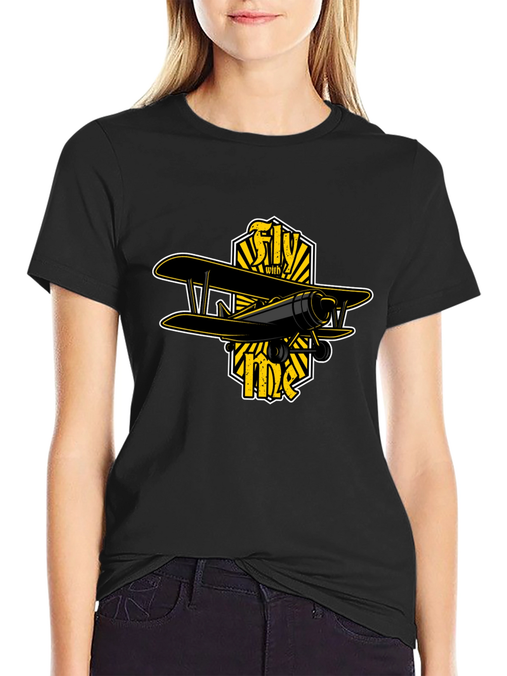 Fly With Me Biplane Graphic T-Shirt
